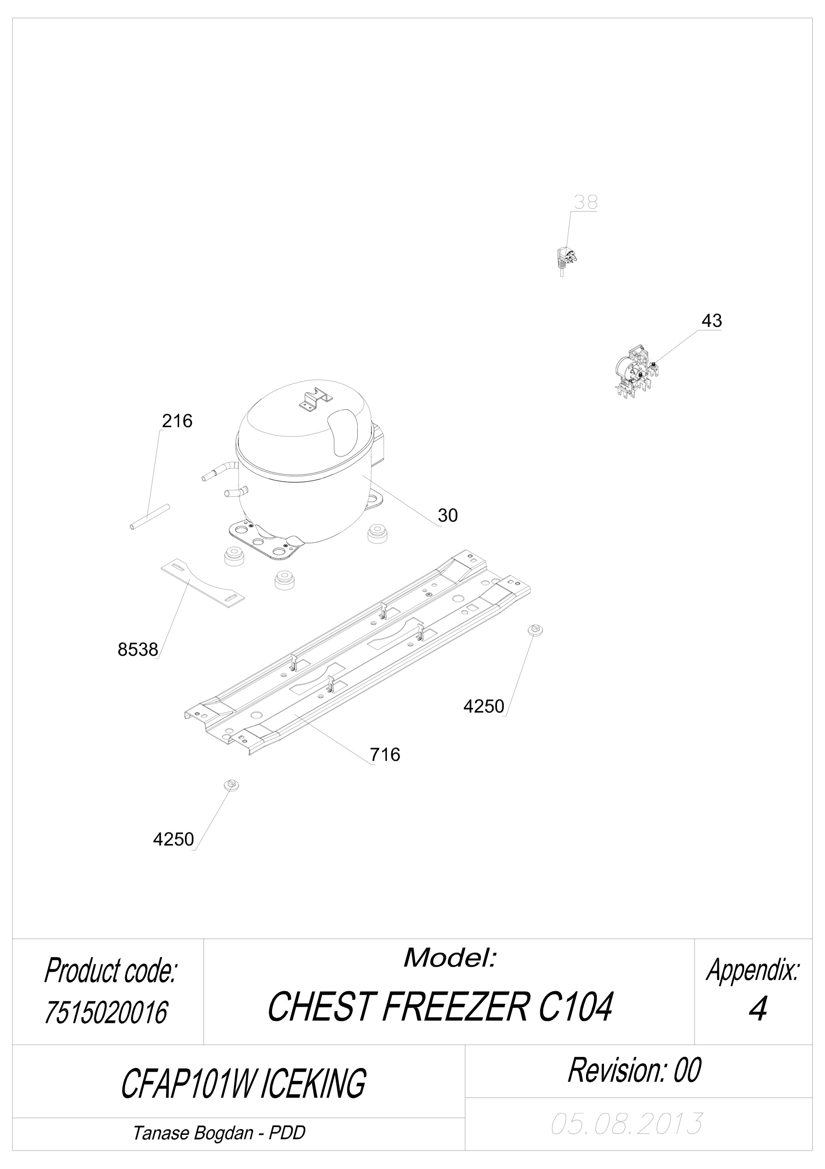 EXPLODED VIEW COMPRESSORS CFAP101W ICEKING