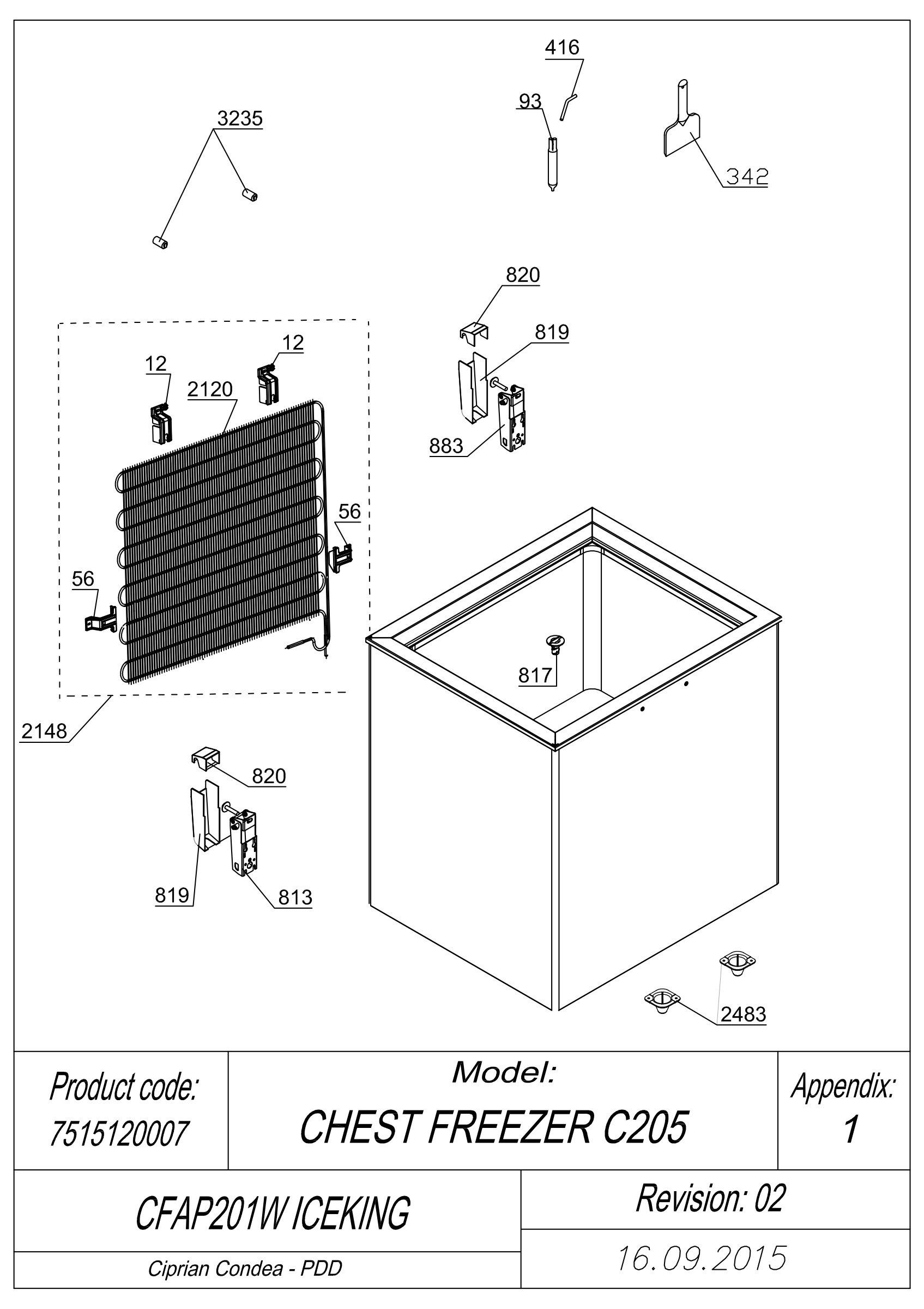 EXPLODED VIEW CABINET CFAP201W ICEKING