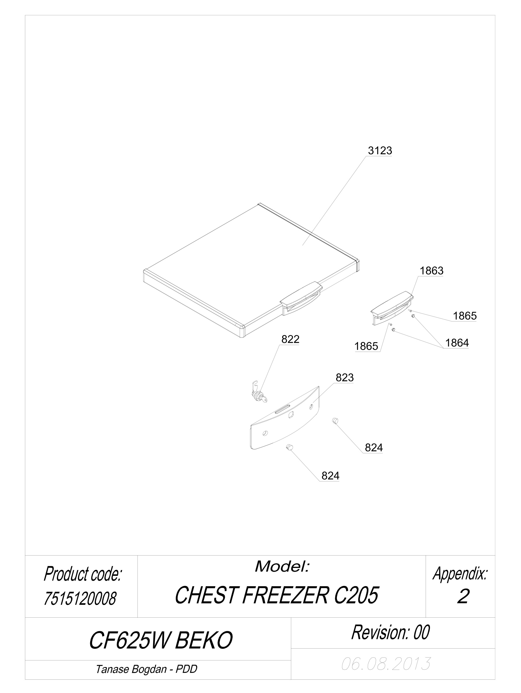 EXPLODED VIEW DOOR CF625W BEKO