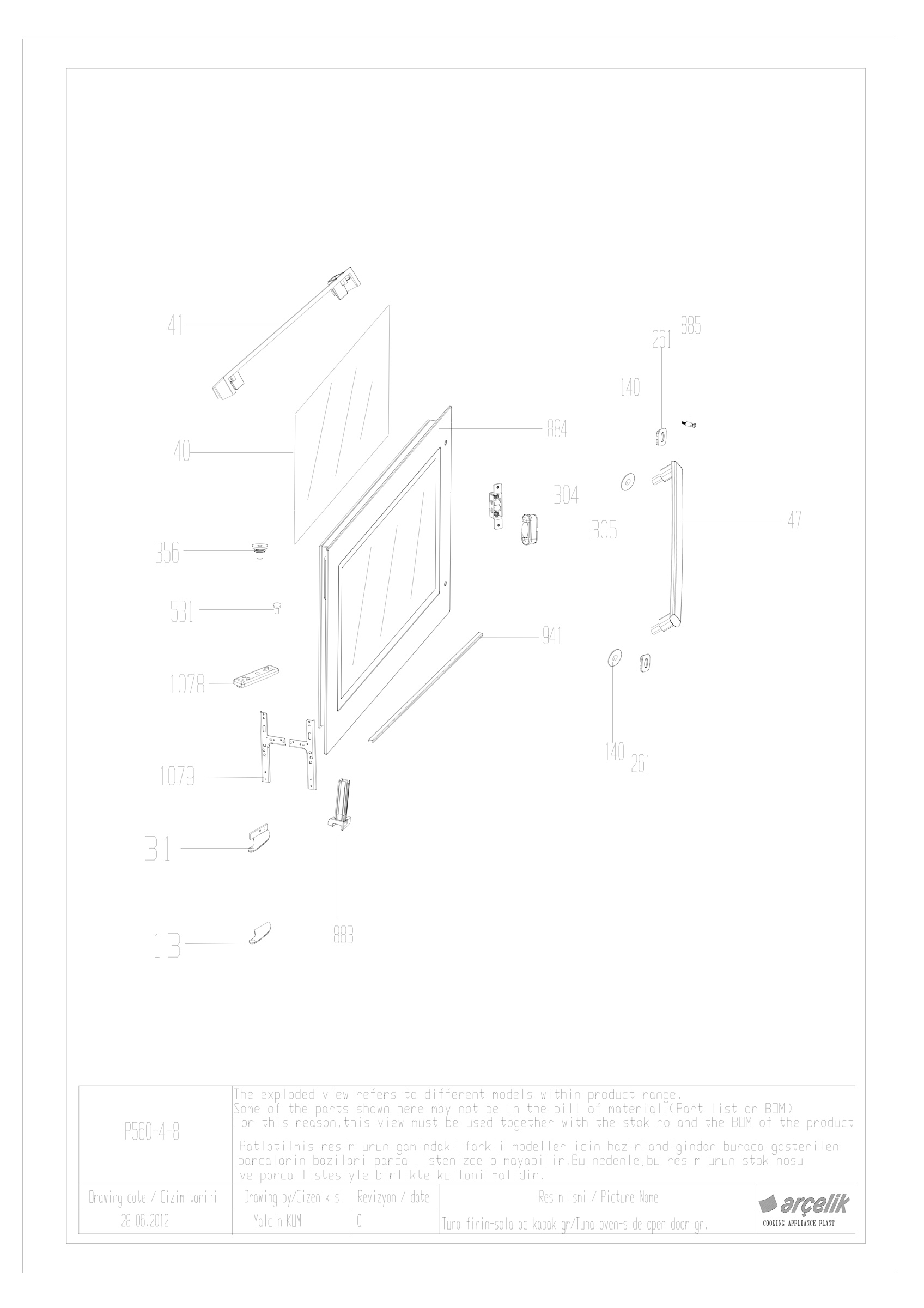 TUNA FS LEFT OPENING FRONT DOOR GR EXPLODED VIEW