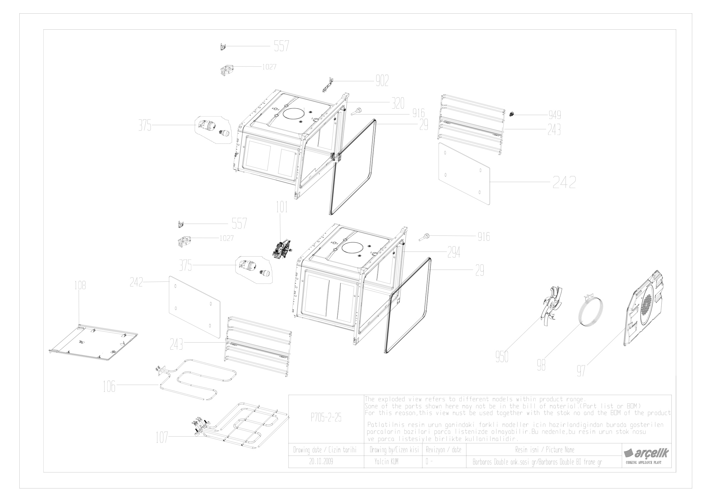 BARBAROS BI DOUBLE OVEN BODY GR EXPLODED VIEW