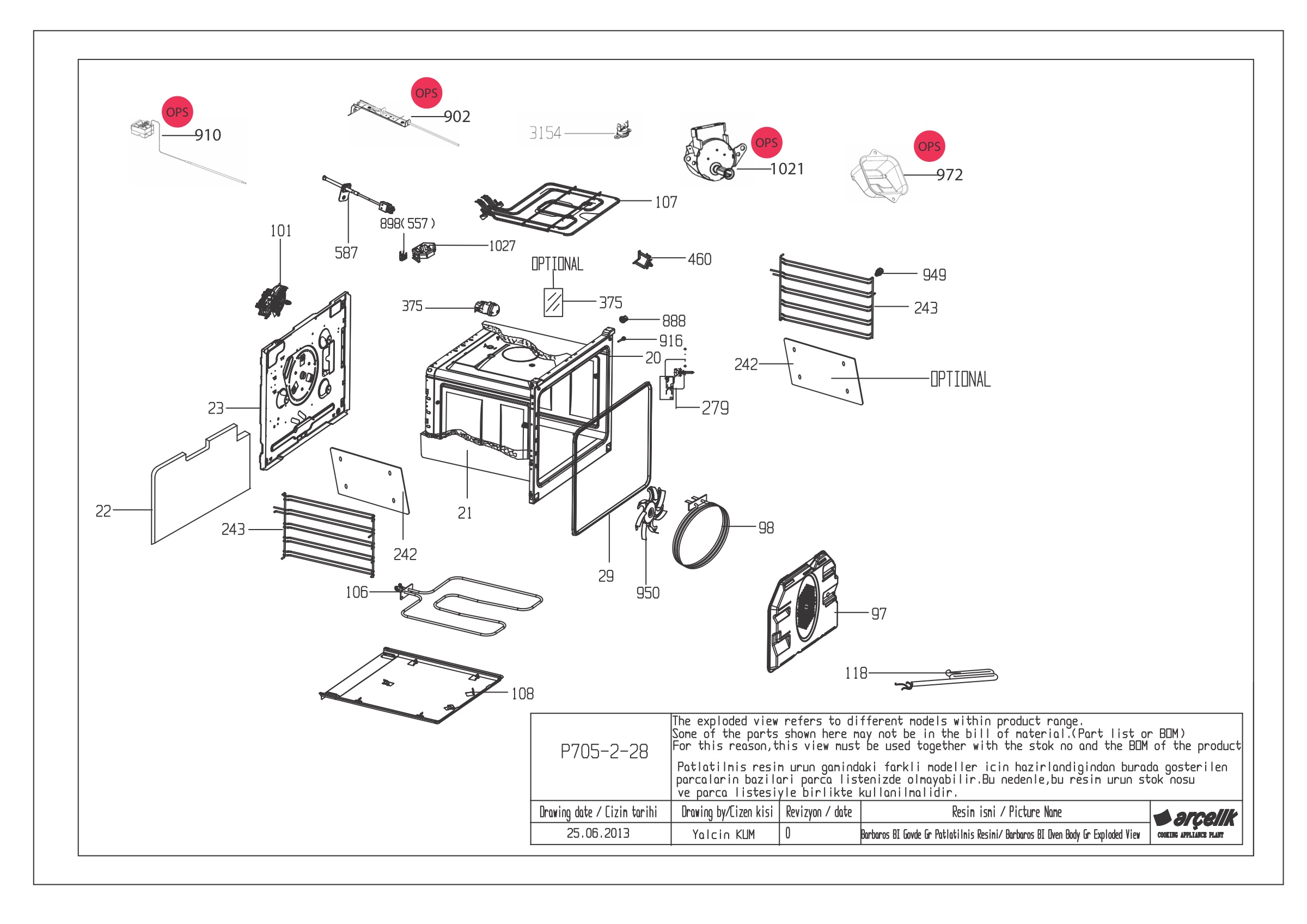 BARBAROS BI OVEN BODY GR EXPLODED VIEW