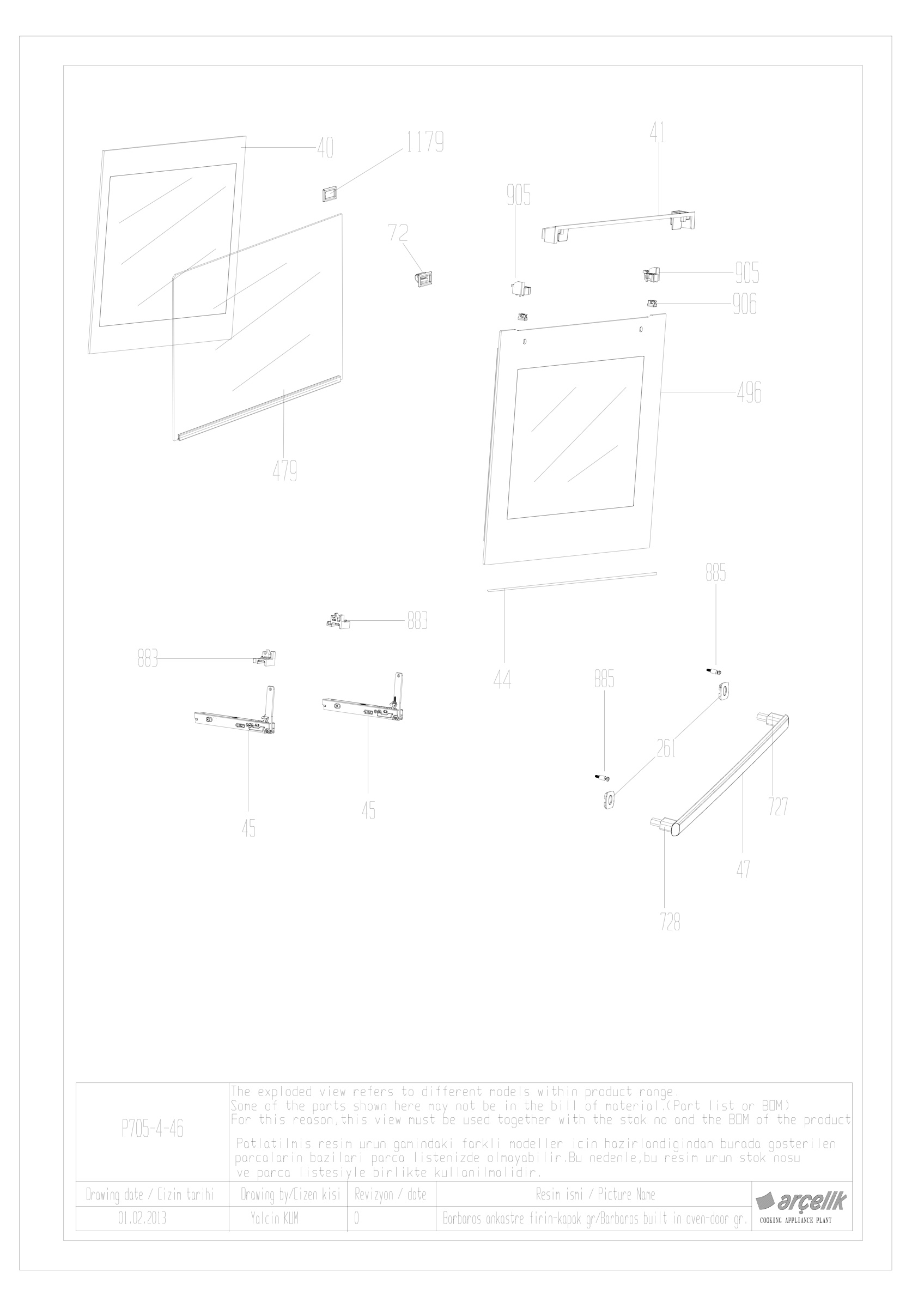 BARBAROS BI BOTTOM FRONT DOOR GR EXPLODED VIEW
