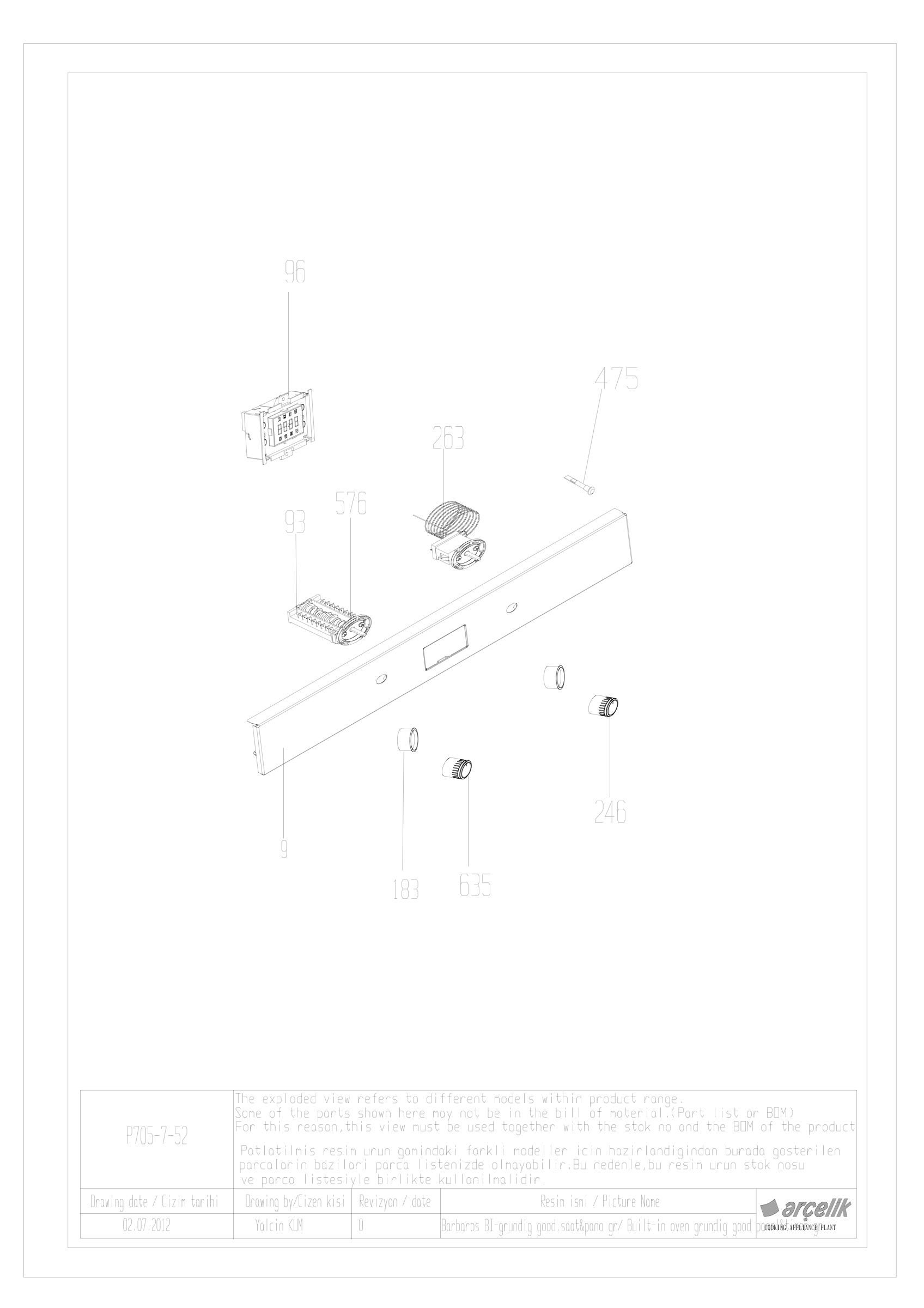 BARBAROS GRUNDIG GOOD CONTROL PANEL EXPLODED VIEW