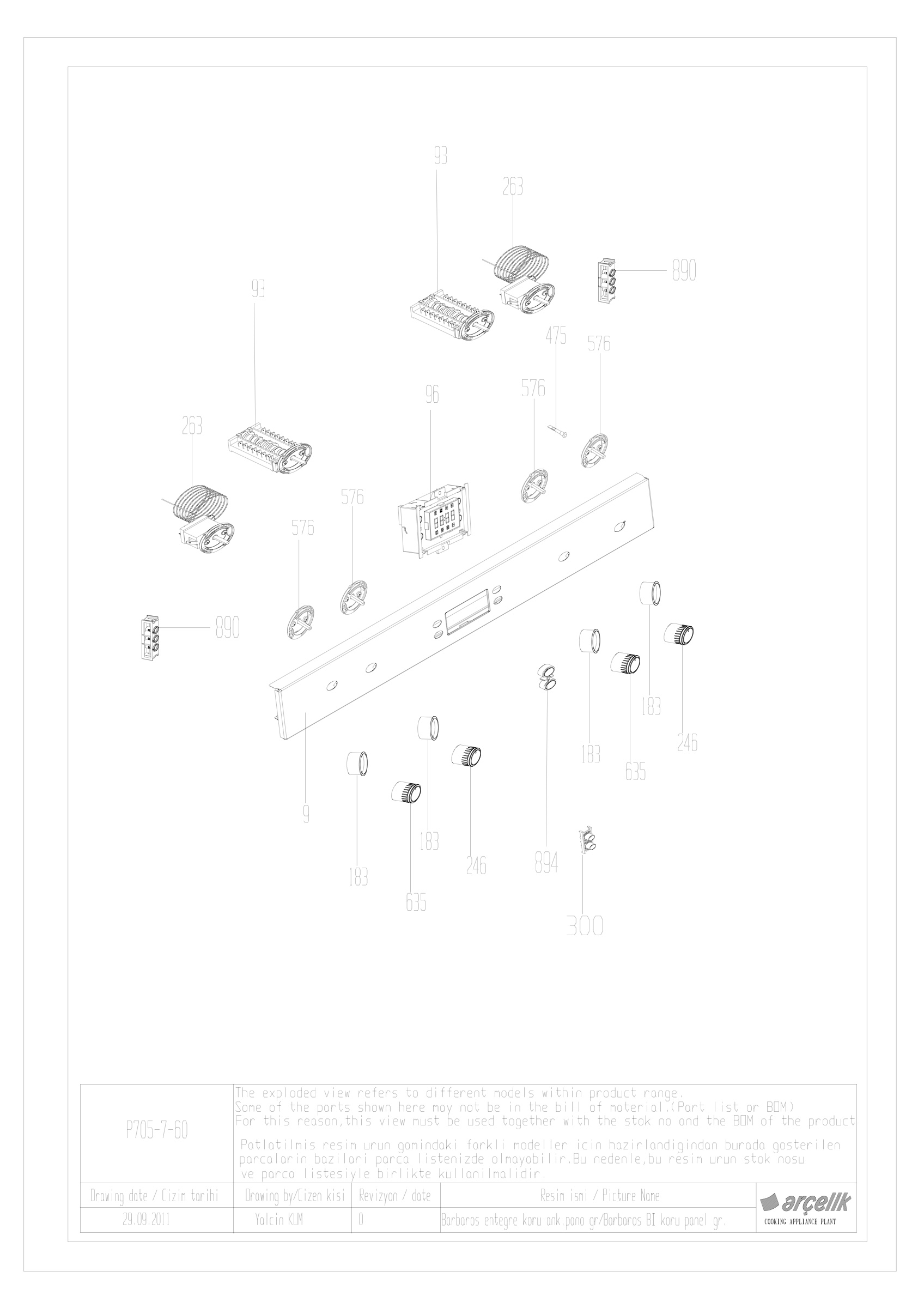 BARBAROS BI DOUBLE CONTROL PANEL GR EXPLODED VIEW