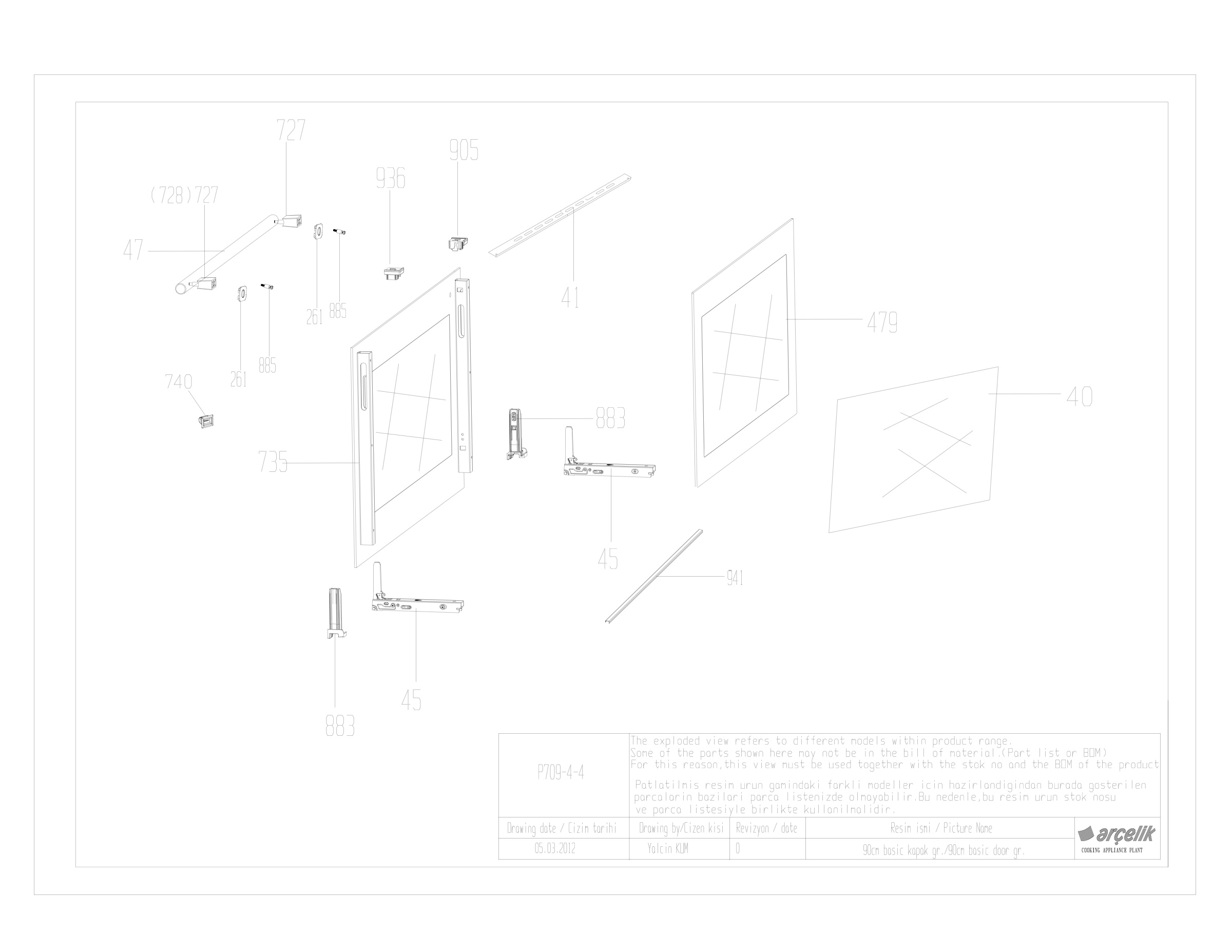 90CM GIANT FRONT DOOR GR EXPLODED VIEW