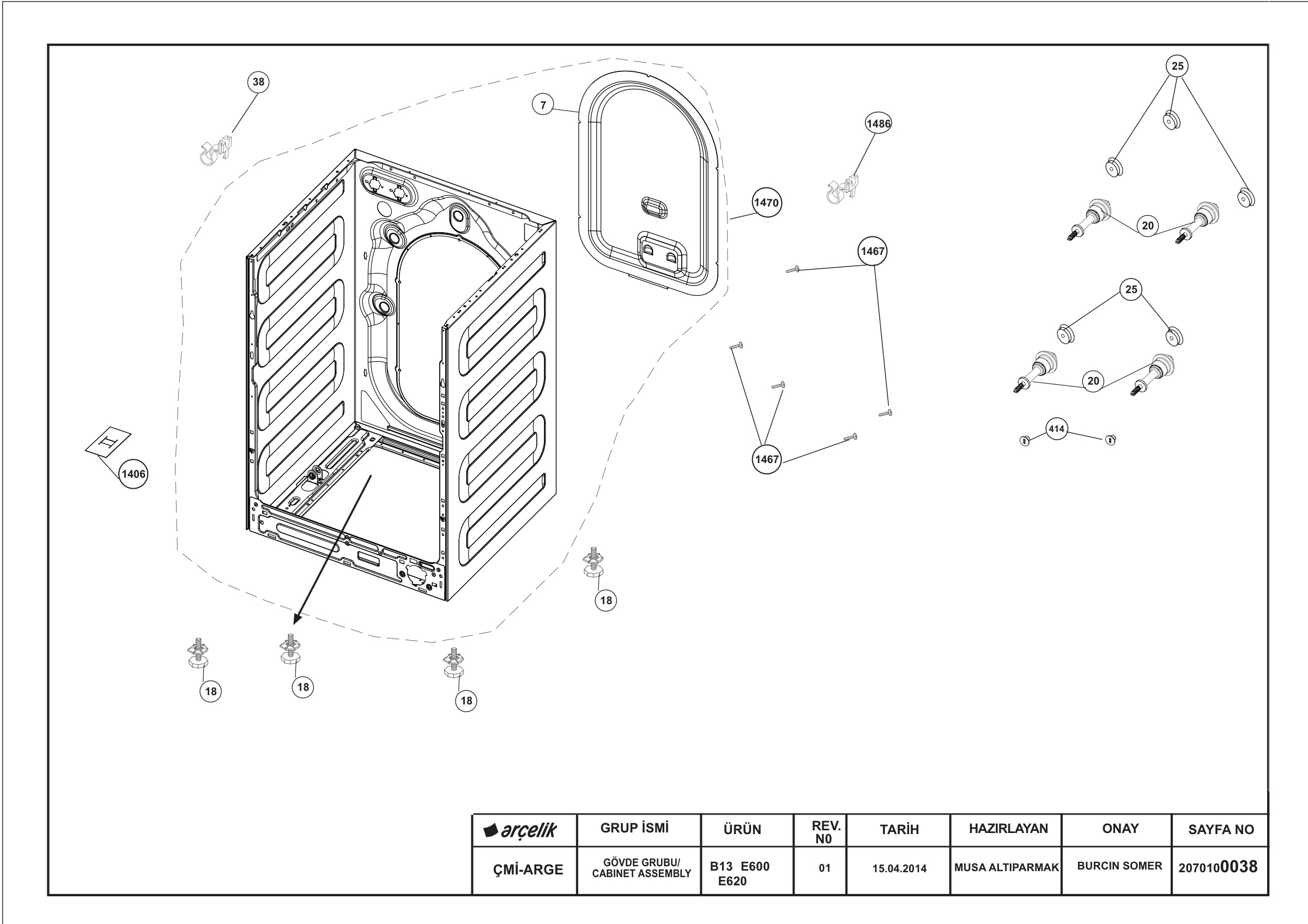 B13 E600 E620 CABINET ASSEMBLY REV 01