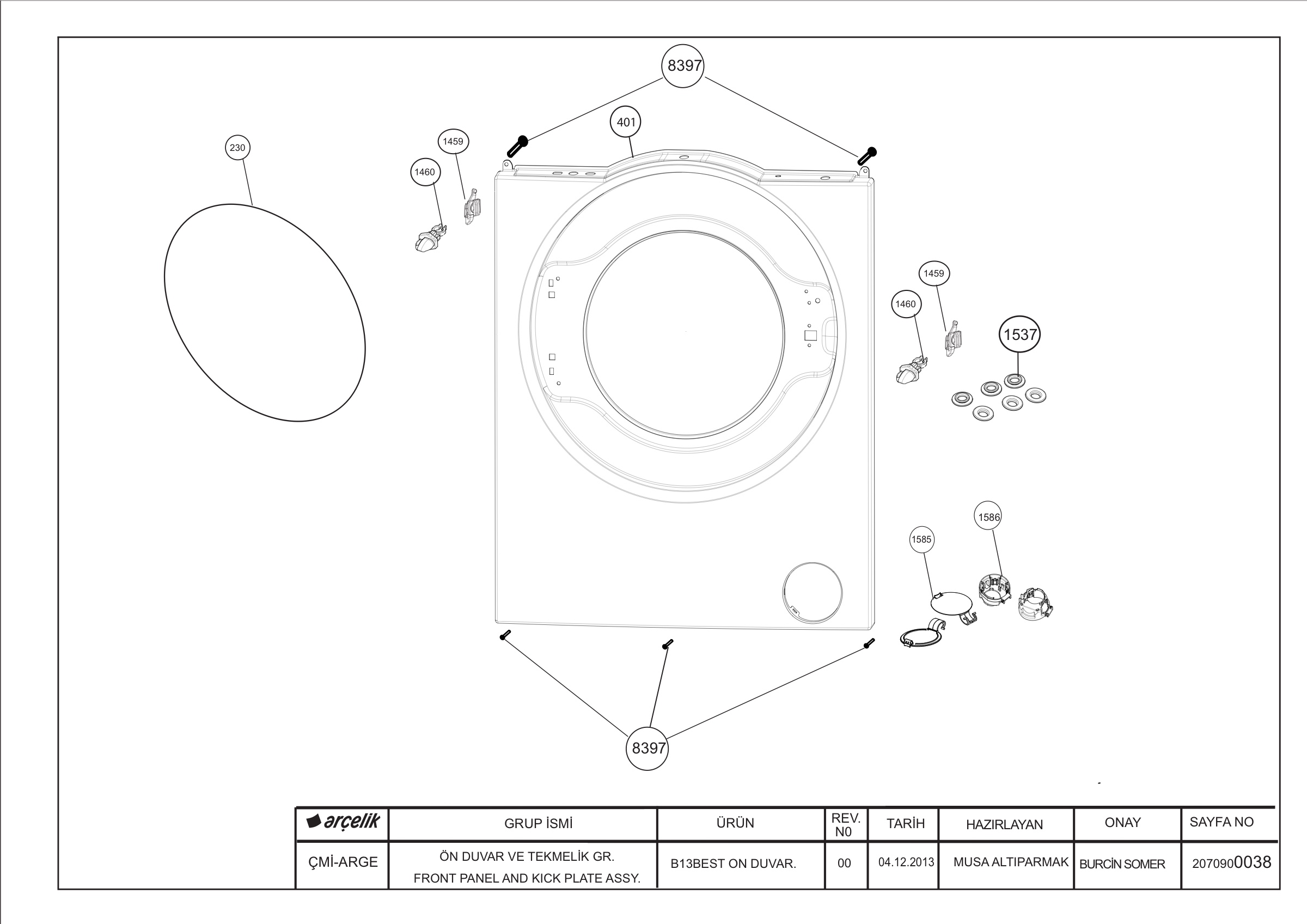 FRONT PANEL AND KICK PLATE ASSYEMBLY B13 BEST (REV00)