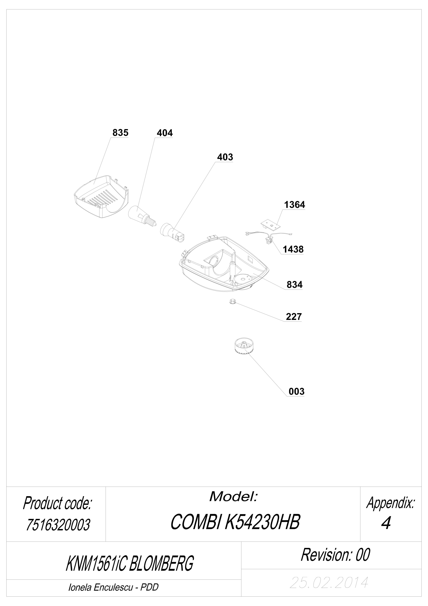 EXPLODED VIEW POTENTIOMETER KNM1561I BLOMBERG