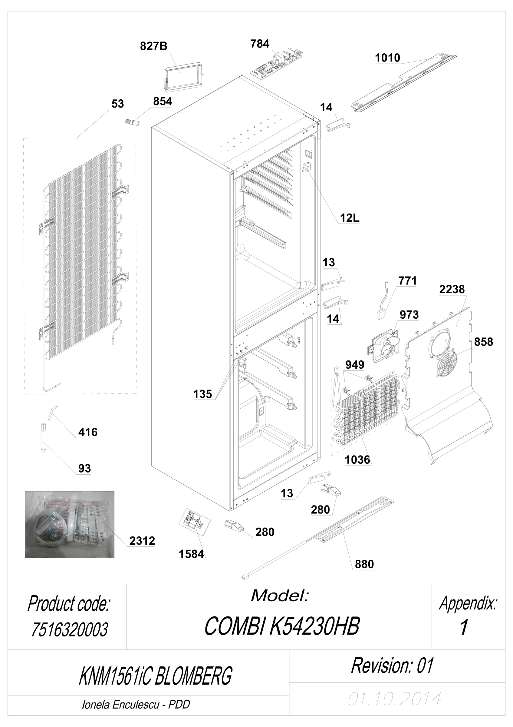 EXPLODED VIEW CABINET KNM1561I BLOMBERG