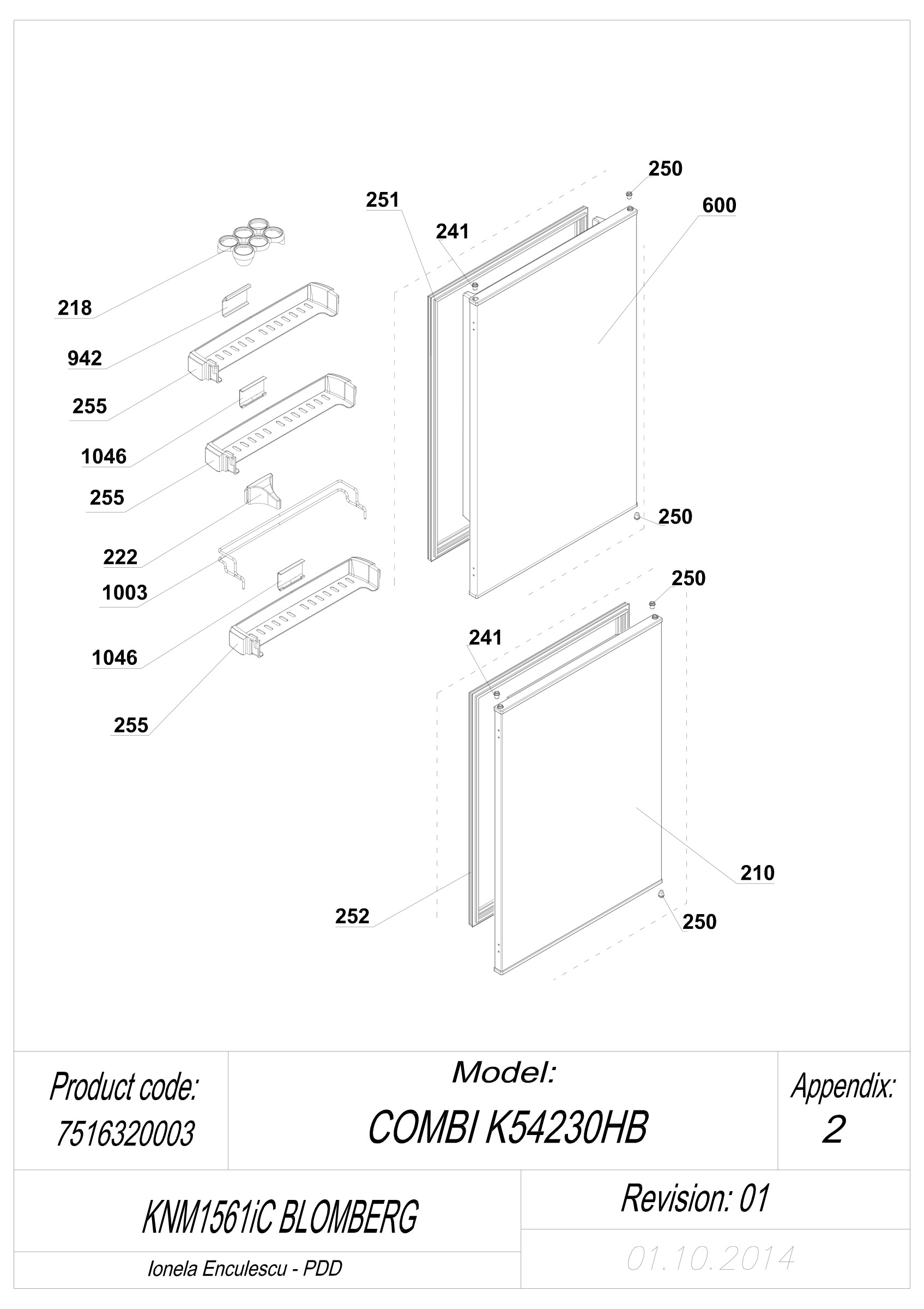 EXPLODED VIEW DOORS KNM1561I BLOMBERG