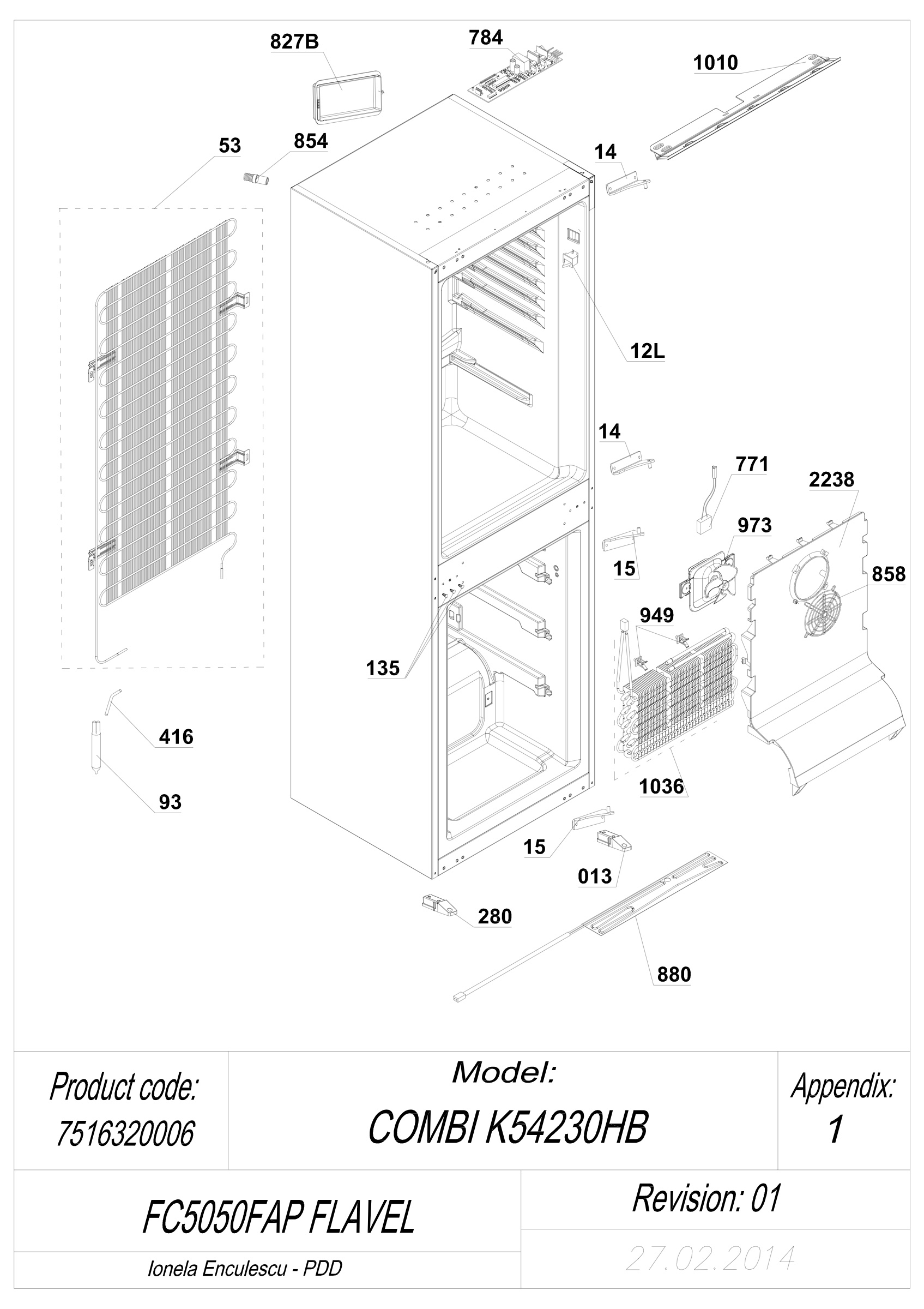 EXPLODED VIEW CABINET FC5050FAP Flavel