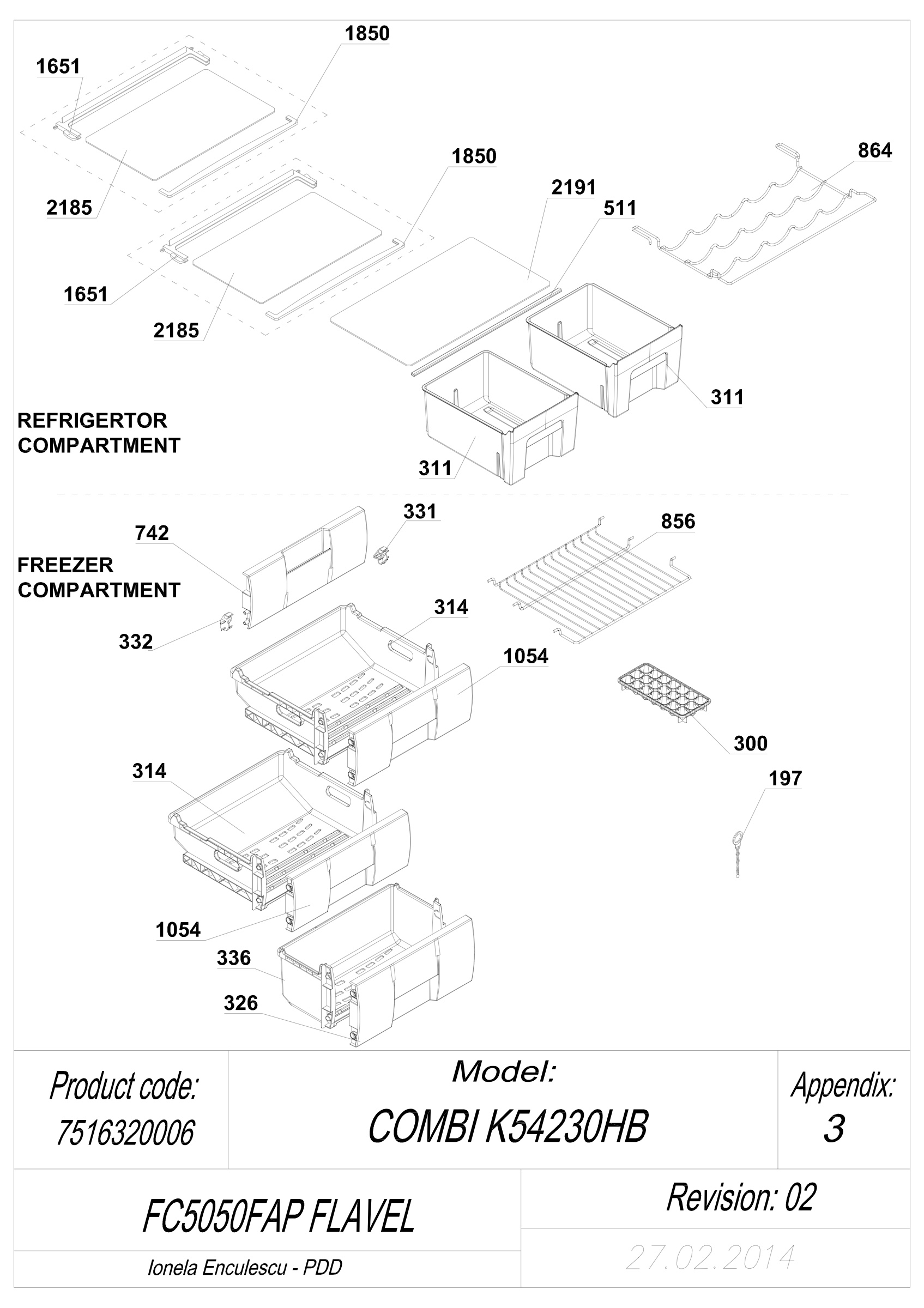 EXPLODED VIEW SHELVES FC5050FAP Flavel