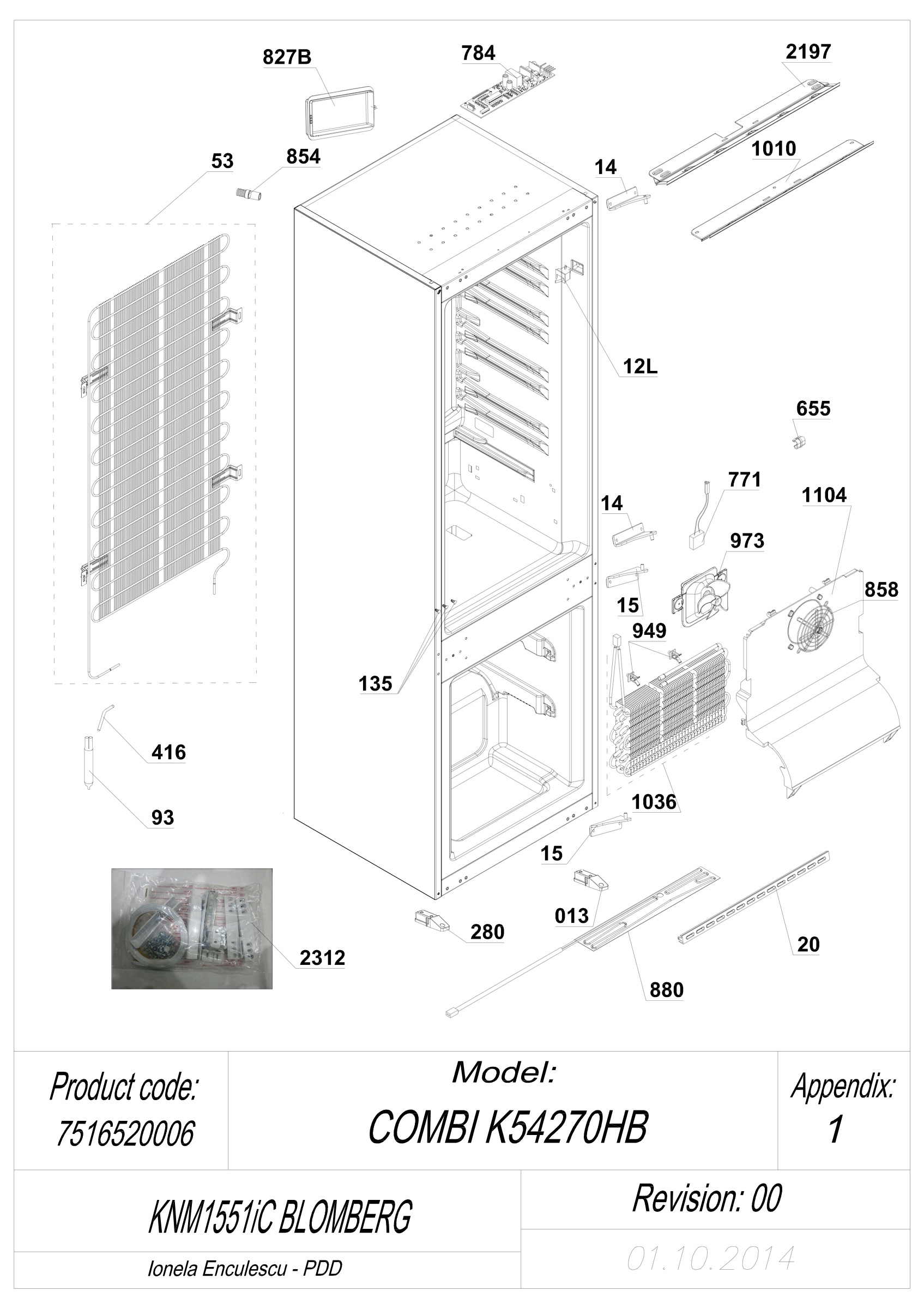 EXPLODED VIEW CABINET KNM1551I BLOMBERG