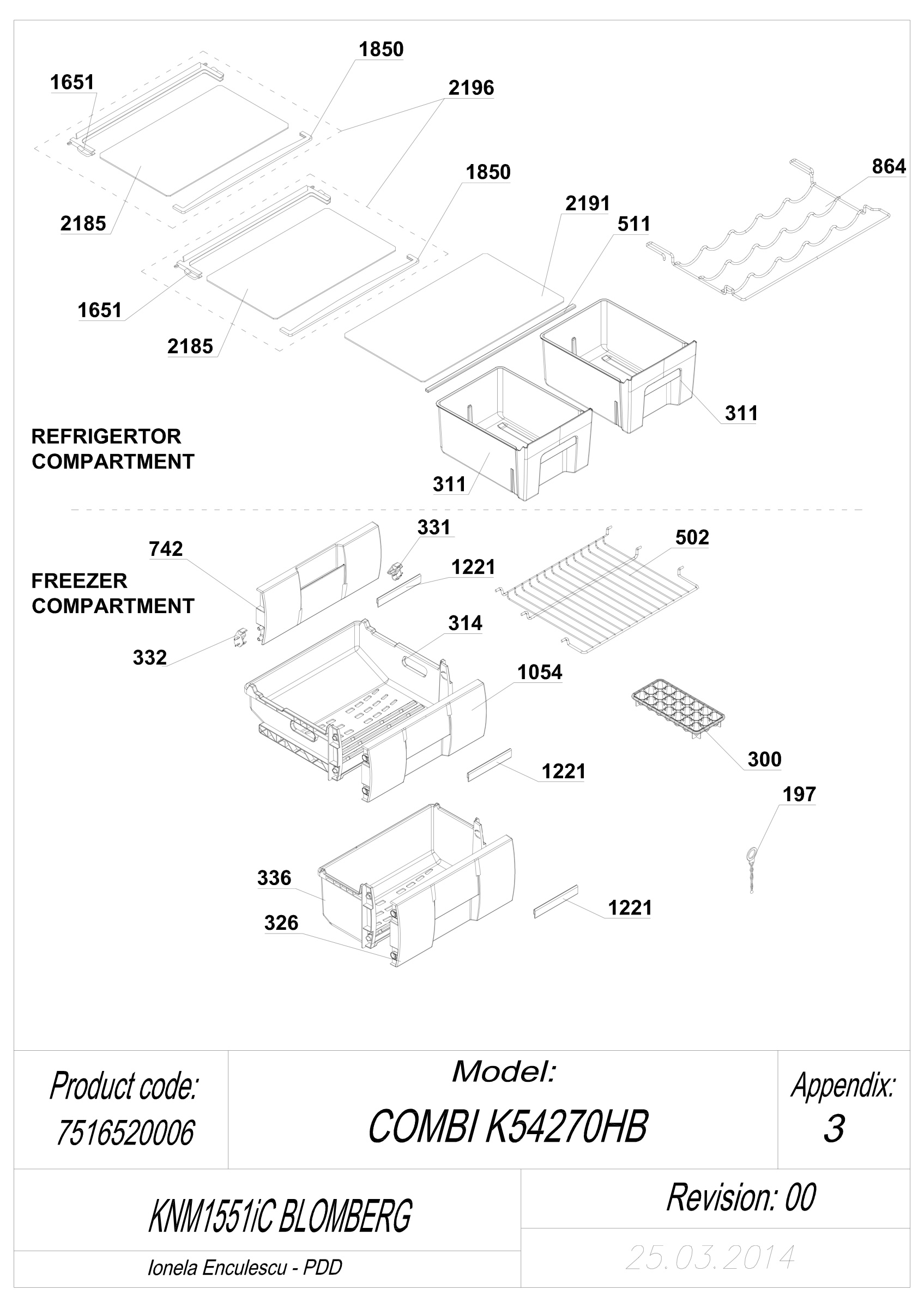 EXPLODED VIEW SHELVES KNM1551I BLOMBERG