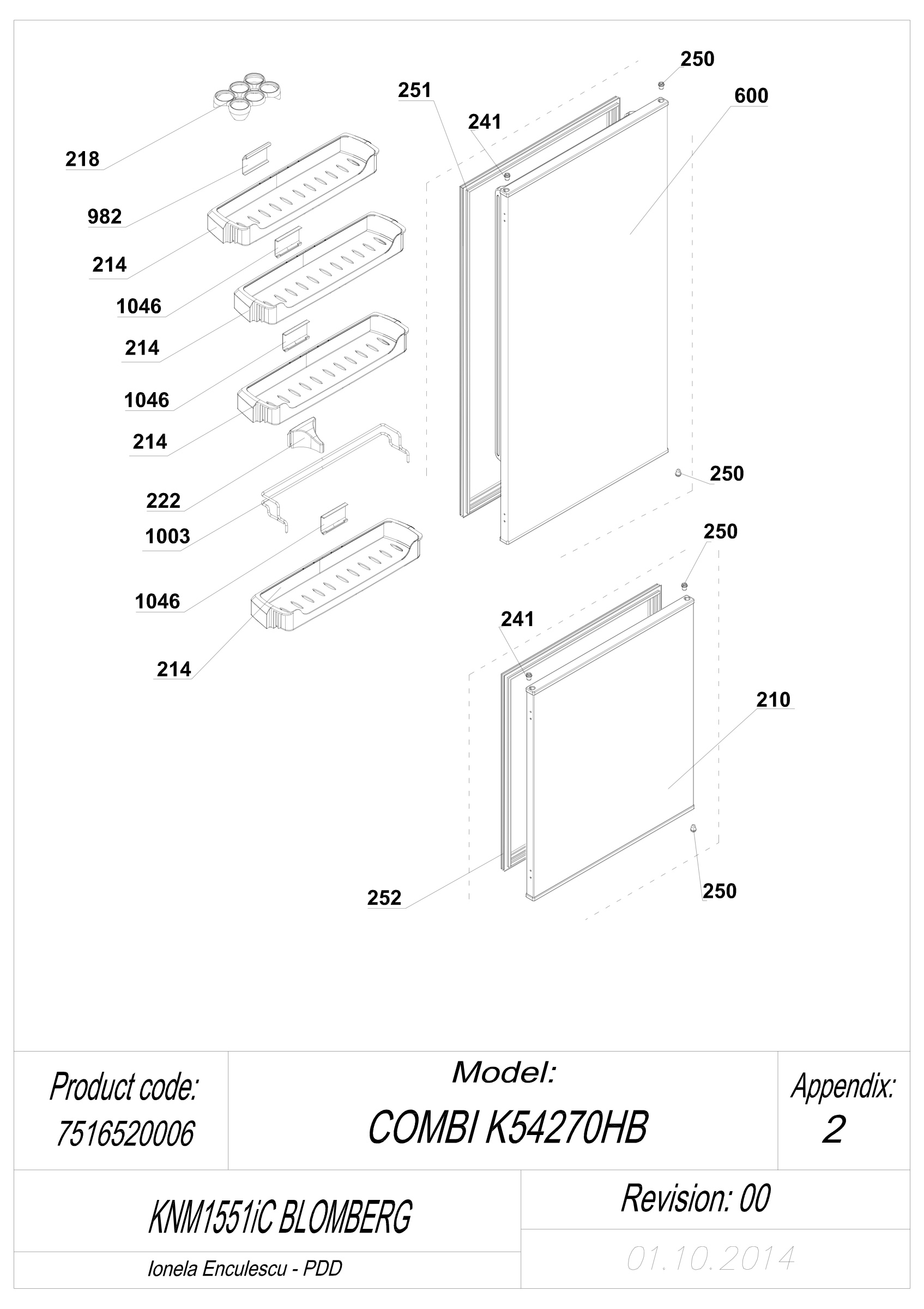 EXPLODED VIEW DOORS KNM1551I BLOMBERG