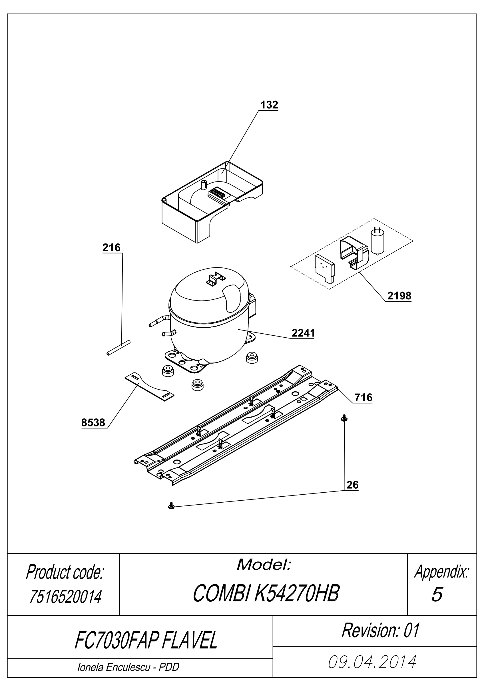 EXPLODED VIEW COMPRESSOR FC7030FAP FLAVEL A+