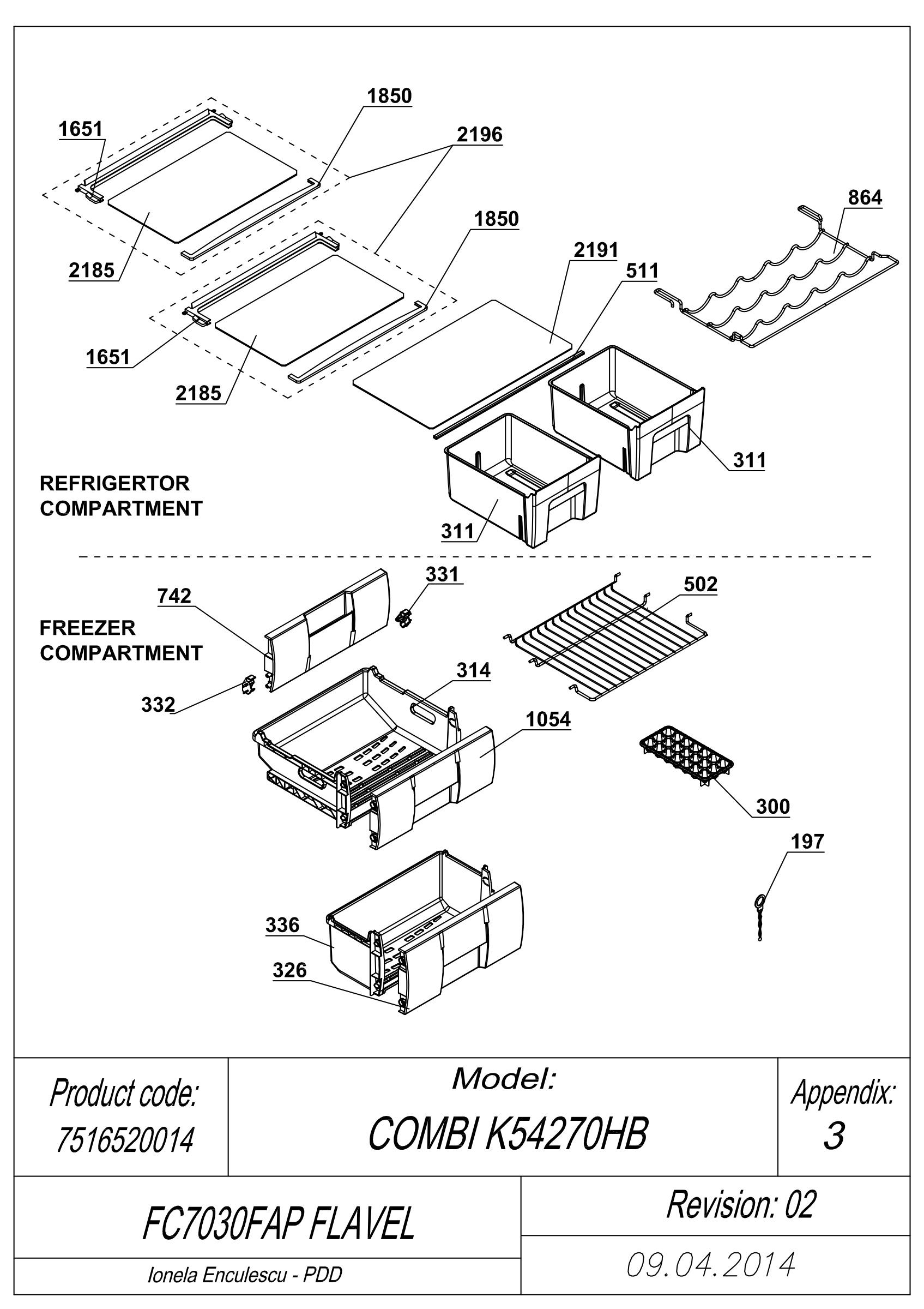 EXPLODED VIEW SHELVES FC7030FAP FLAVEL A+