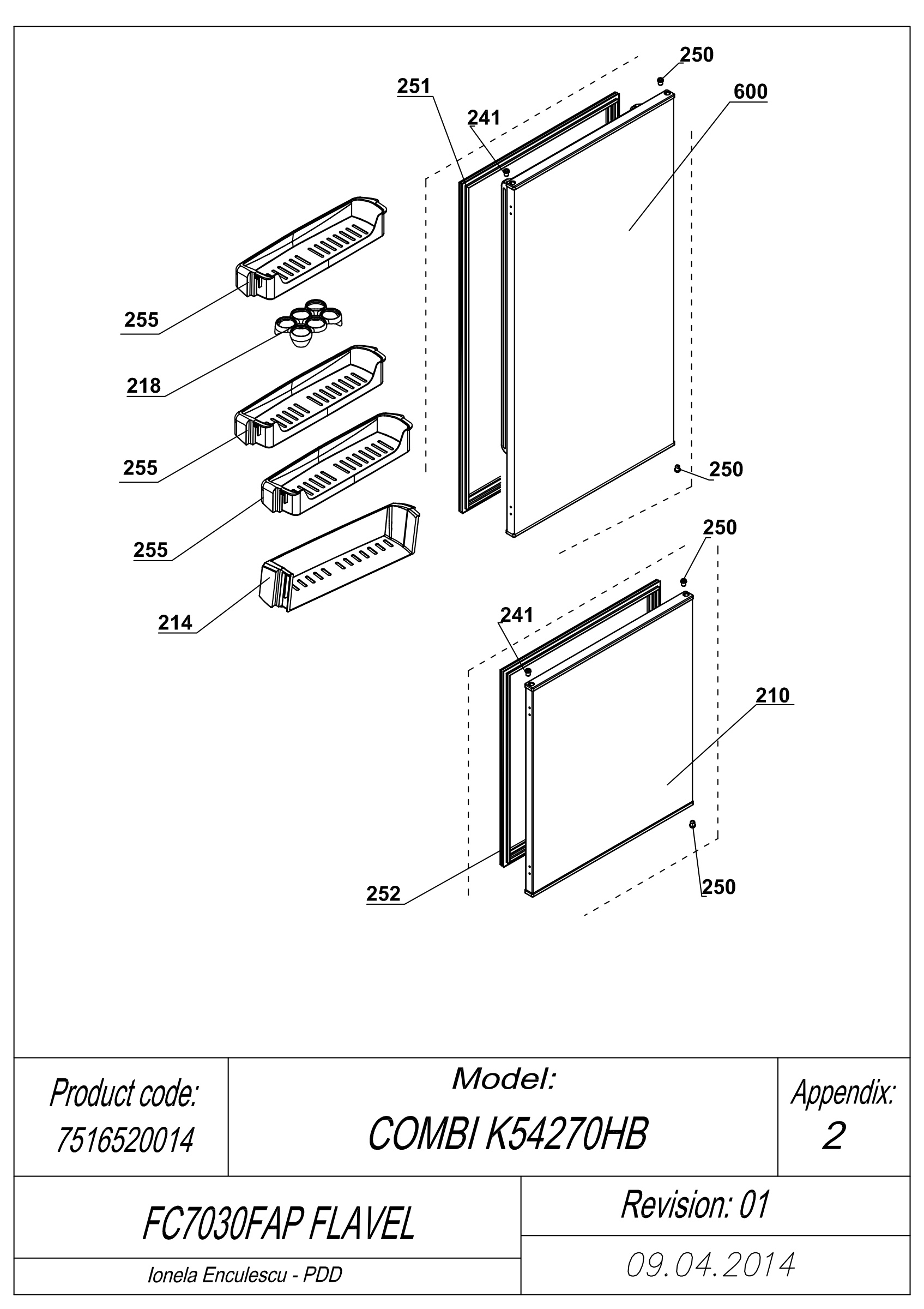 EXPLODED VIEW DOORS FC7030FAP FLAVEL A+