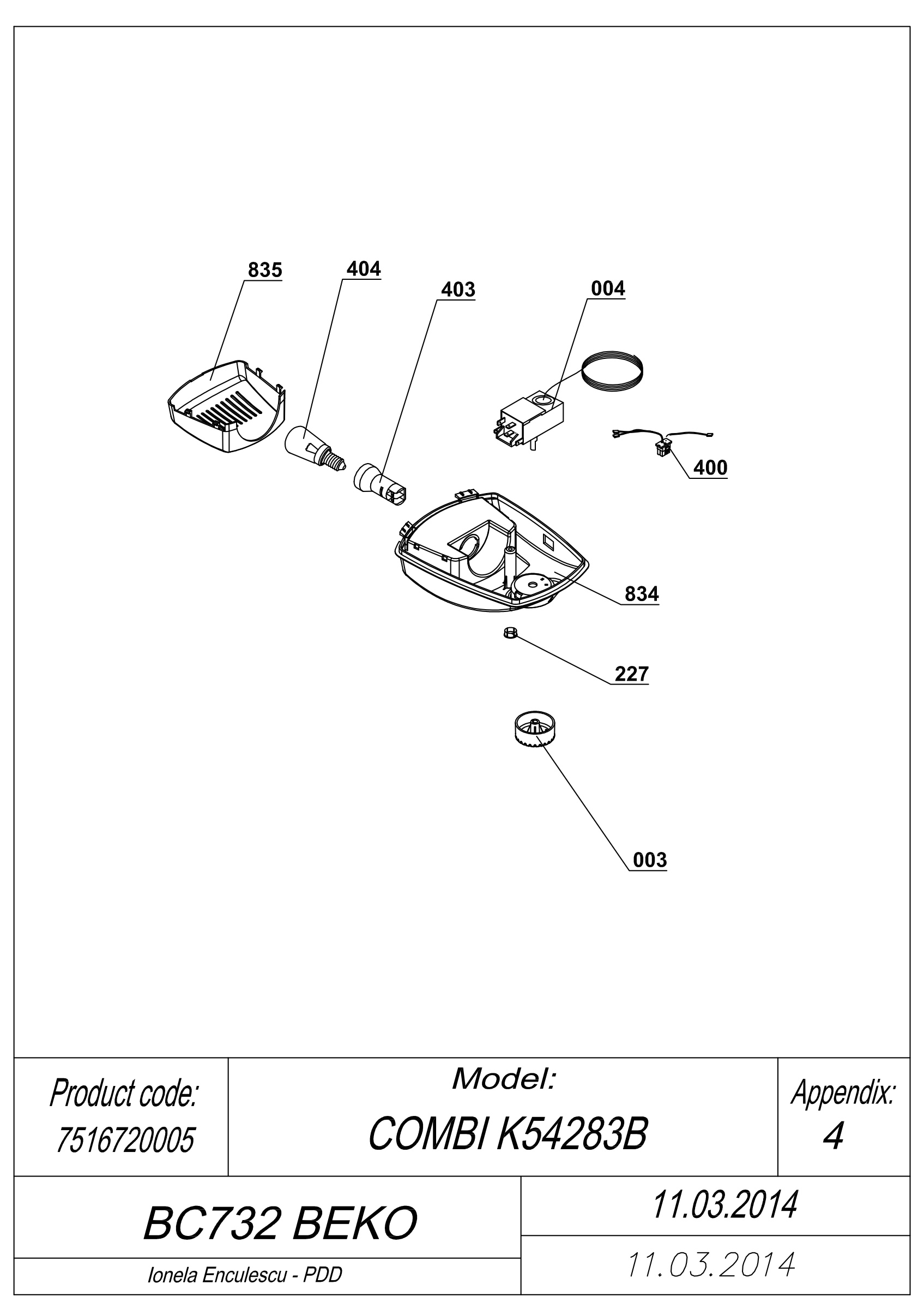 EXPLODED VIEW THERMOSTAT BC732 BEKO