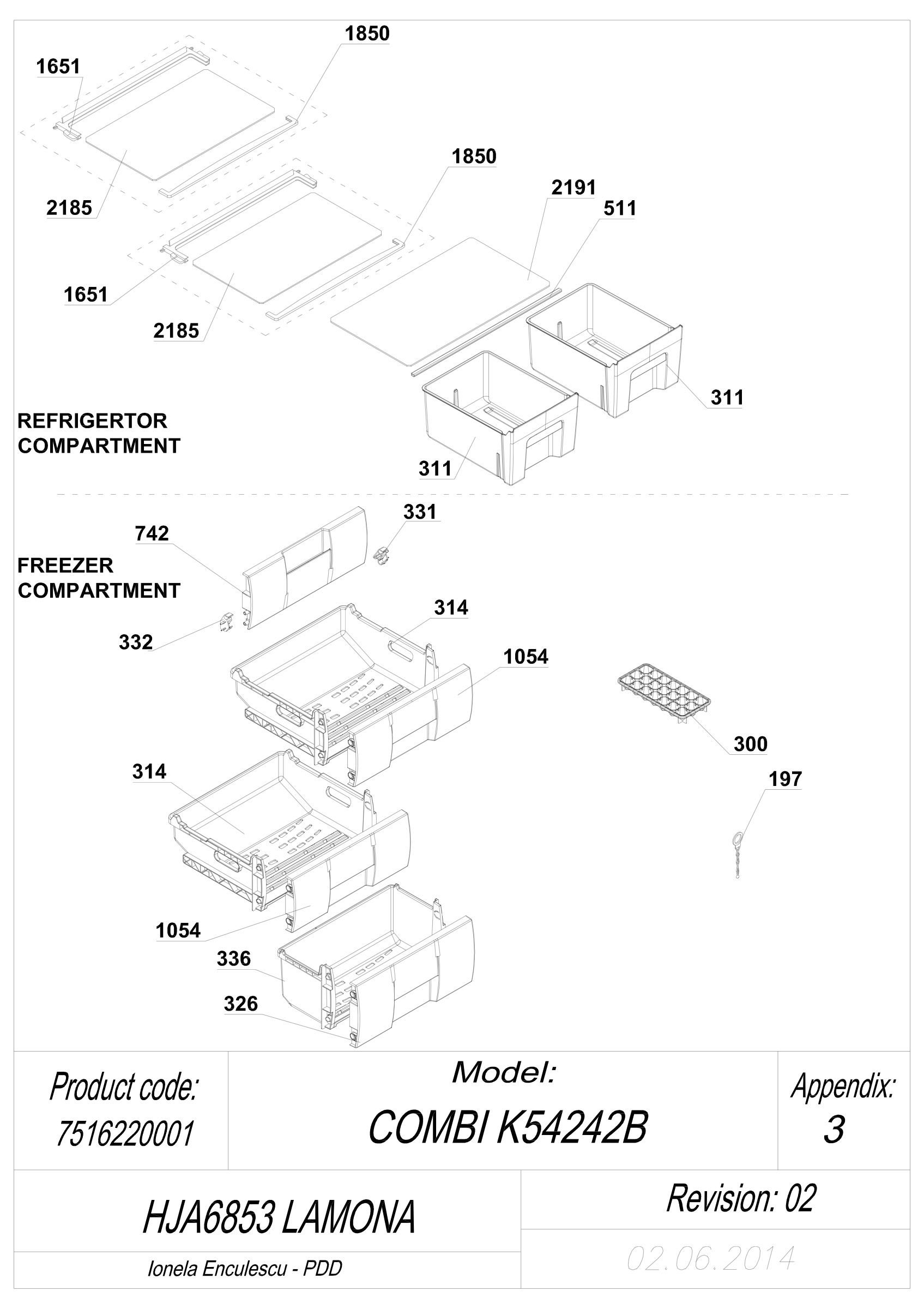 EXPLODED VIEW SHELVES HJA6853 LAMONA