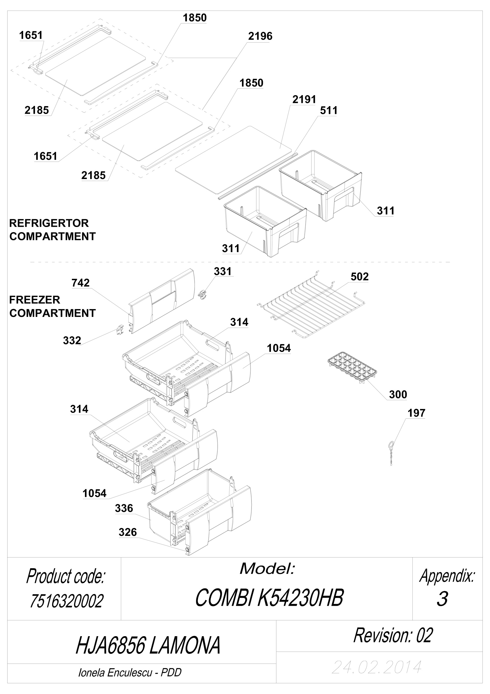 EXPLODED VIEW SHELVES HJA6856 LAMONA