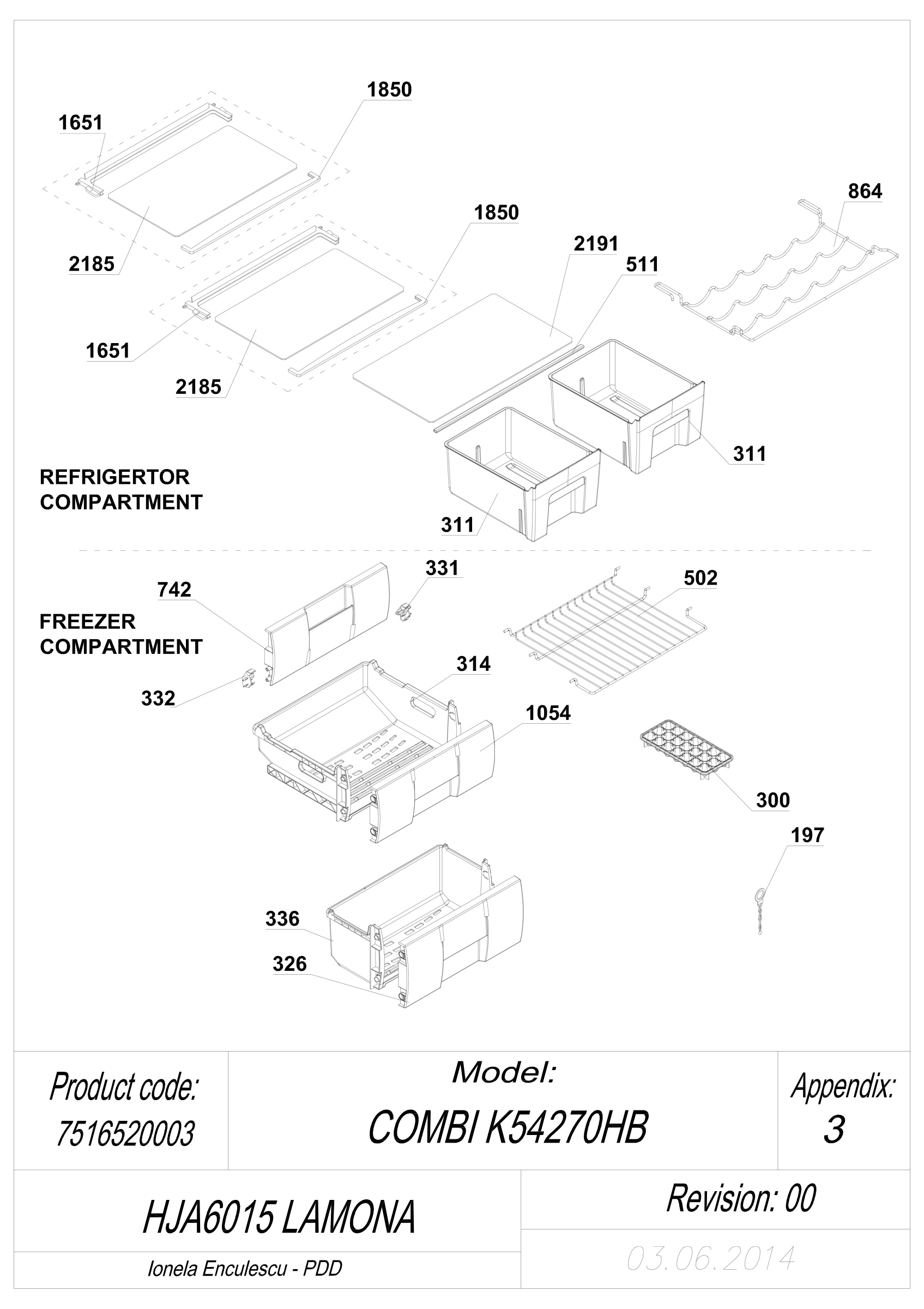 EXPLODED VIEW SHELVES HJA6015 LAMONA