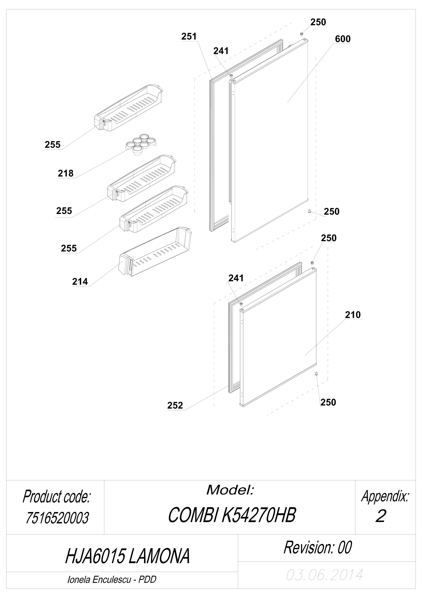 EXPLODED VIEW DOORS HJA6015 LAMONA