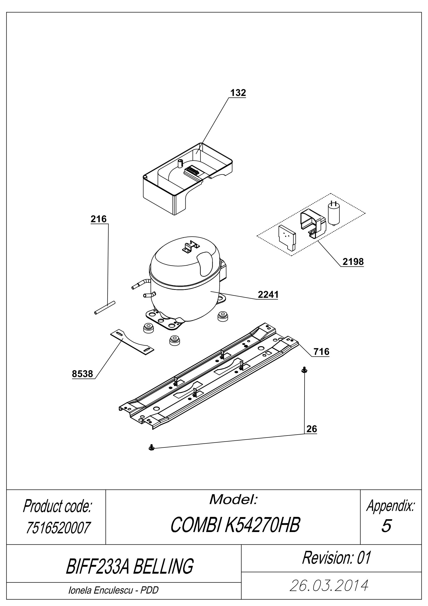 EXPLODED VIEW COMPRESSOR BIFF233A BELLING
