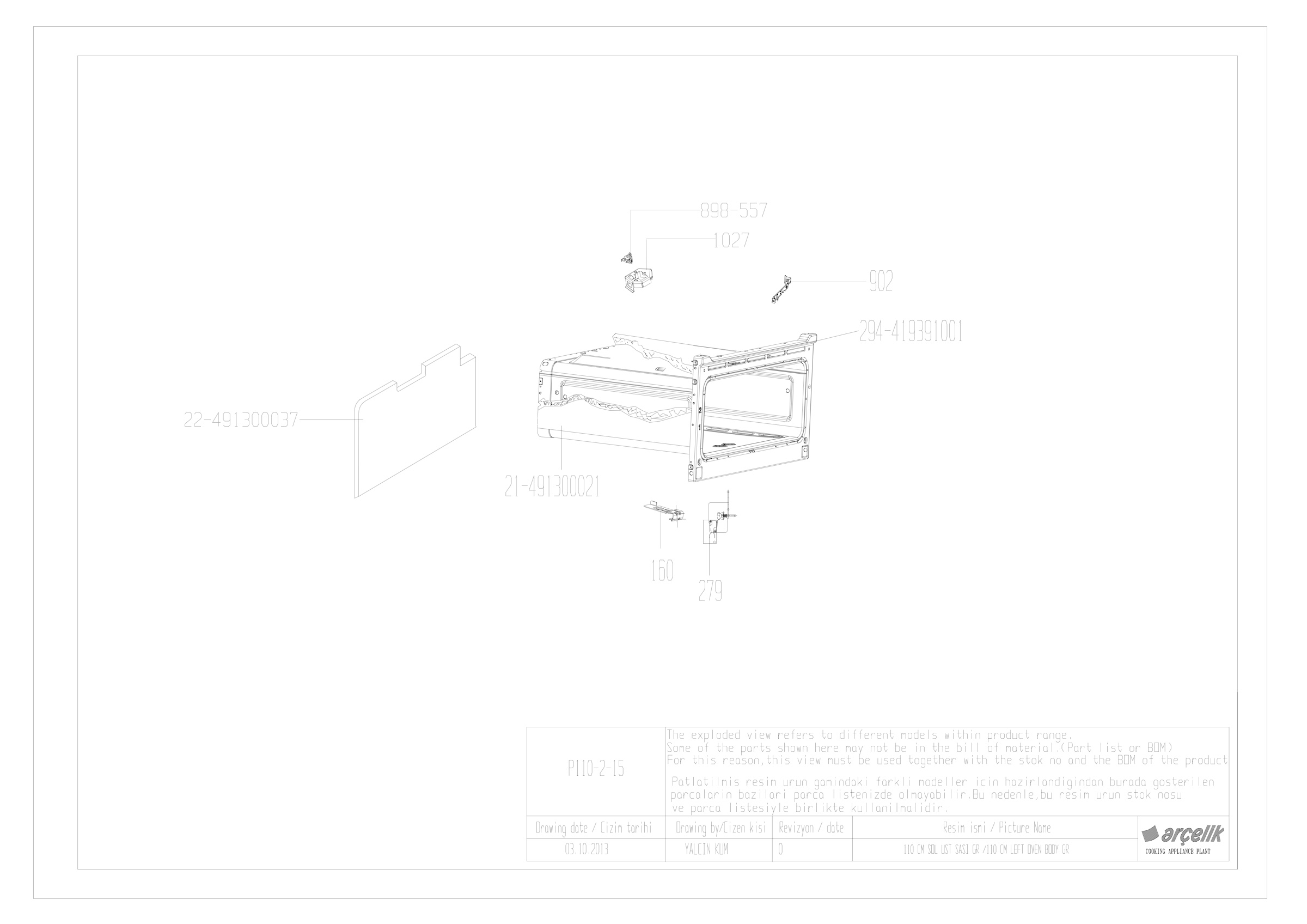 110CM OVEN BODY GR