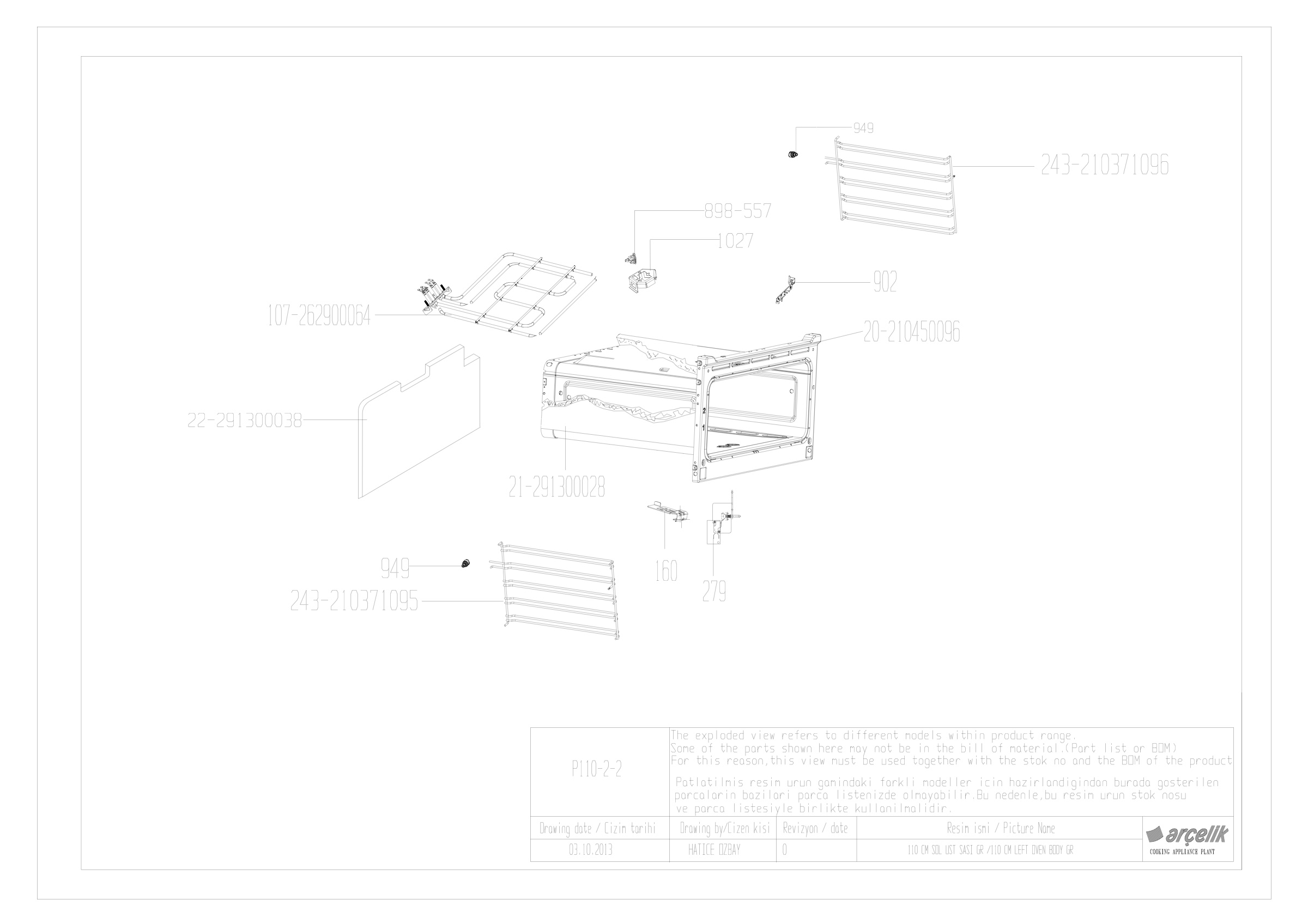 LEFT TOP OVEN BODY GR.