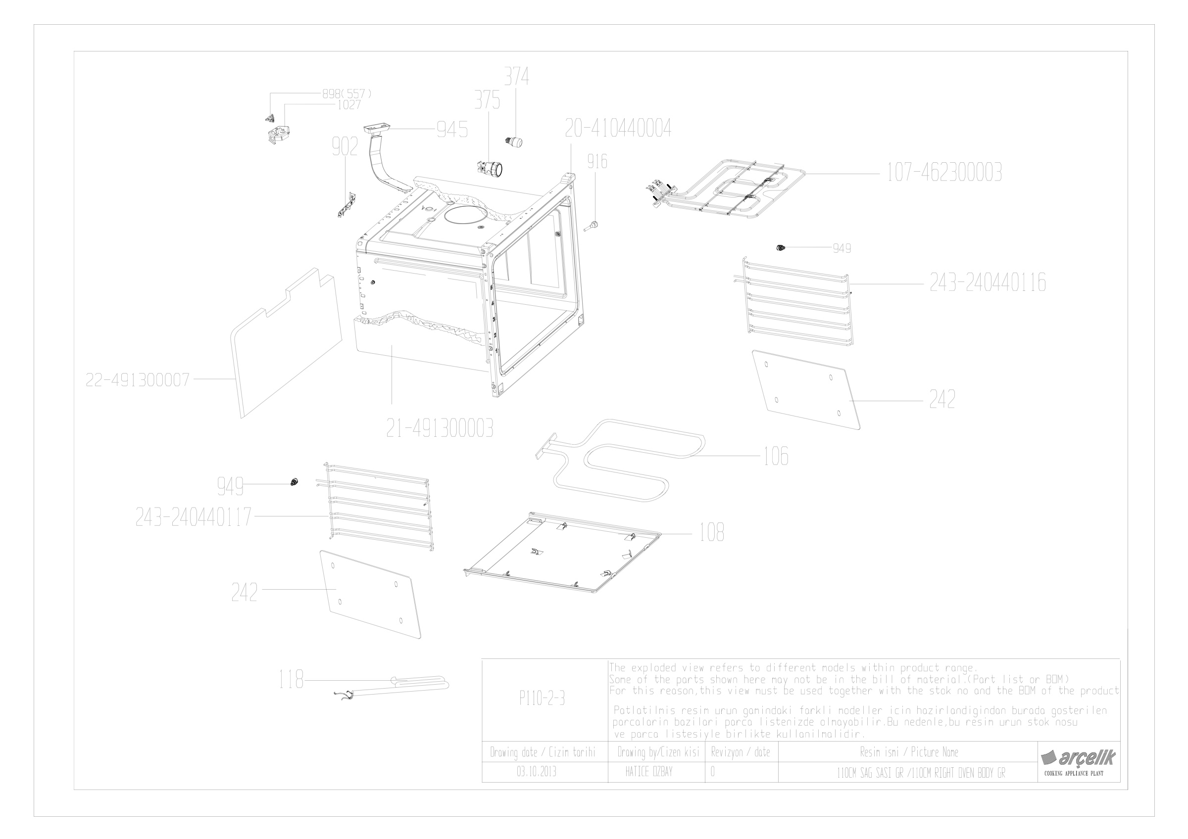 RIGHT TOP OVEN BODY GR.