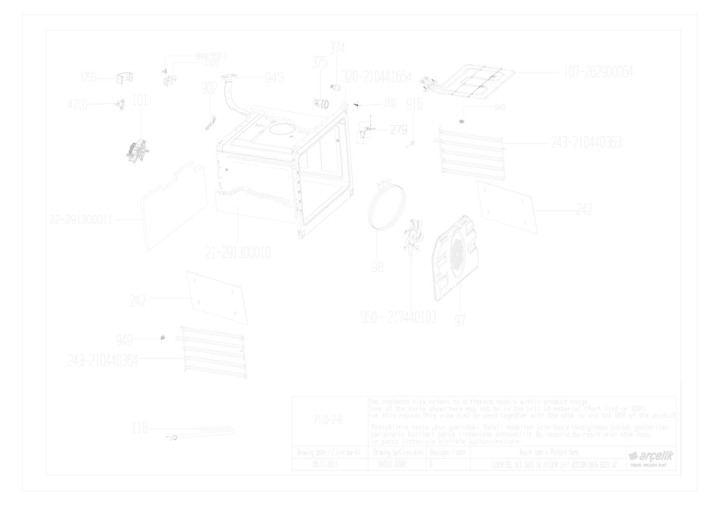 BARBAROS FS 110CM LEFT BOTTOM GR EXPLODED VIEW