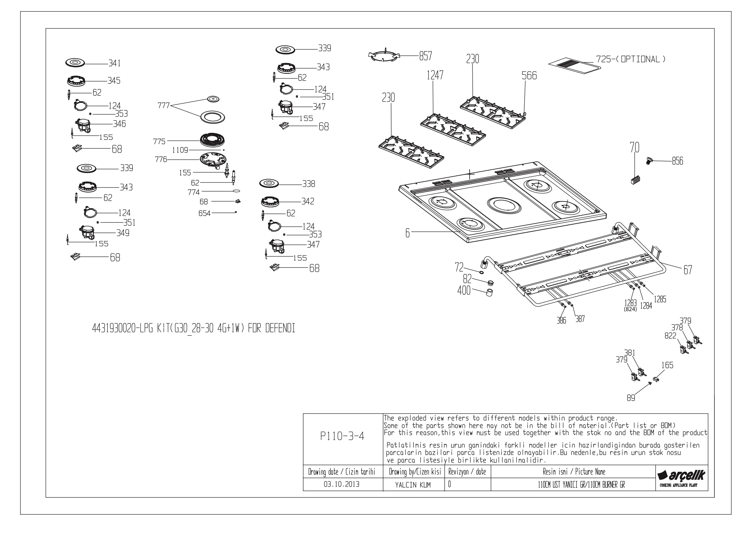 90CM TOP BURNER GR