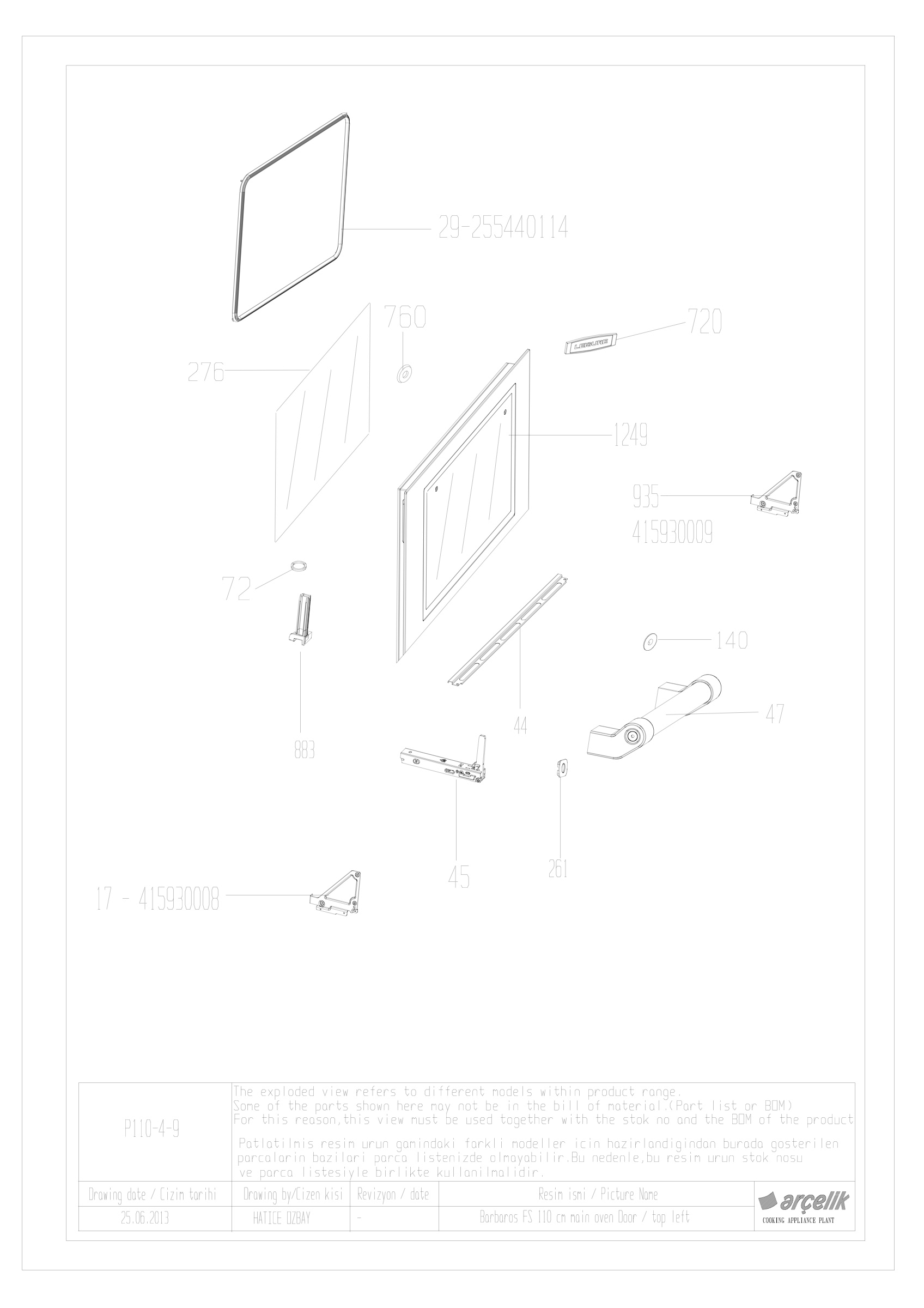 110CM LEFT TOP FRONT DOOR