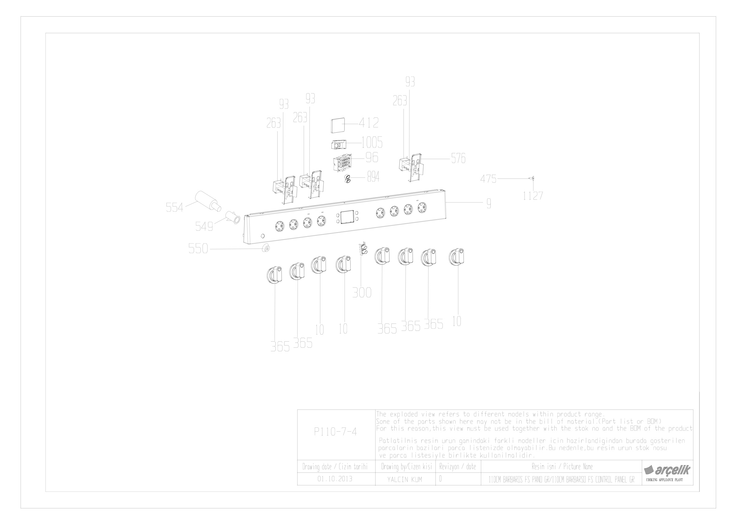 90CM CONTROL PANEL GR