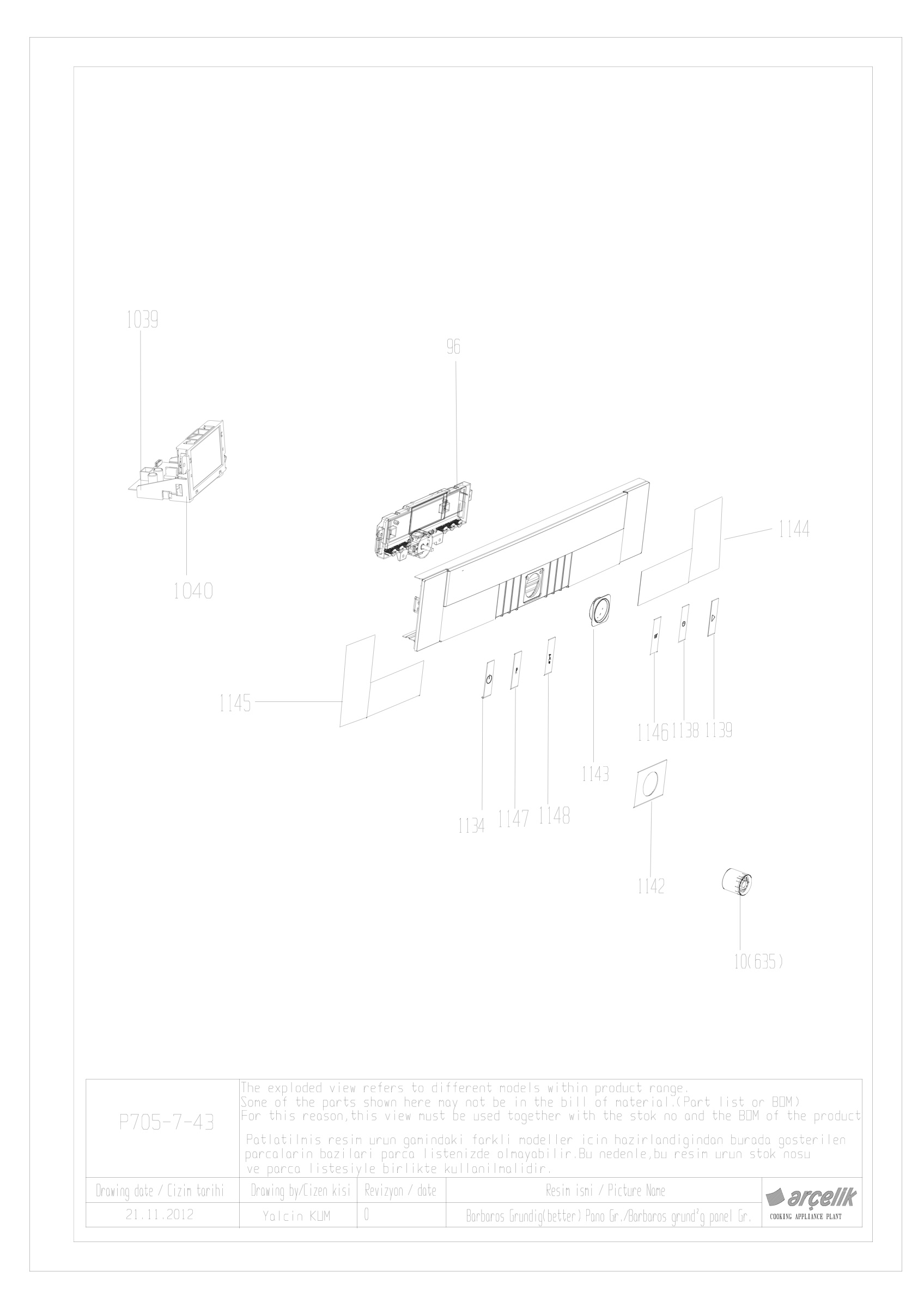 BARBAROS BI GRUNDIG BETTER CONTROL PANEL GR EXPLODED VIEW