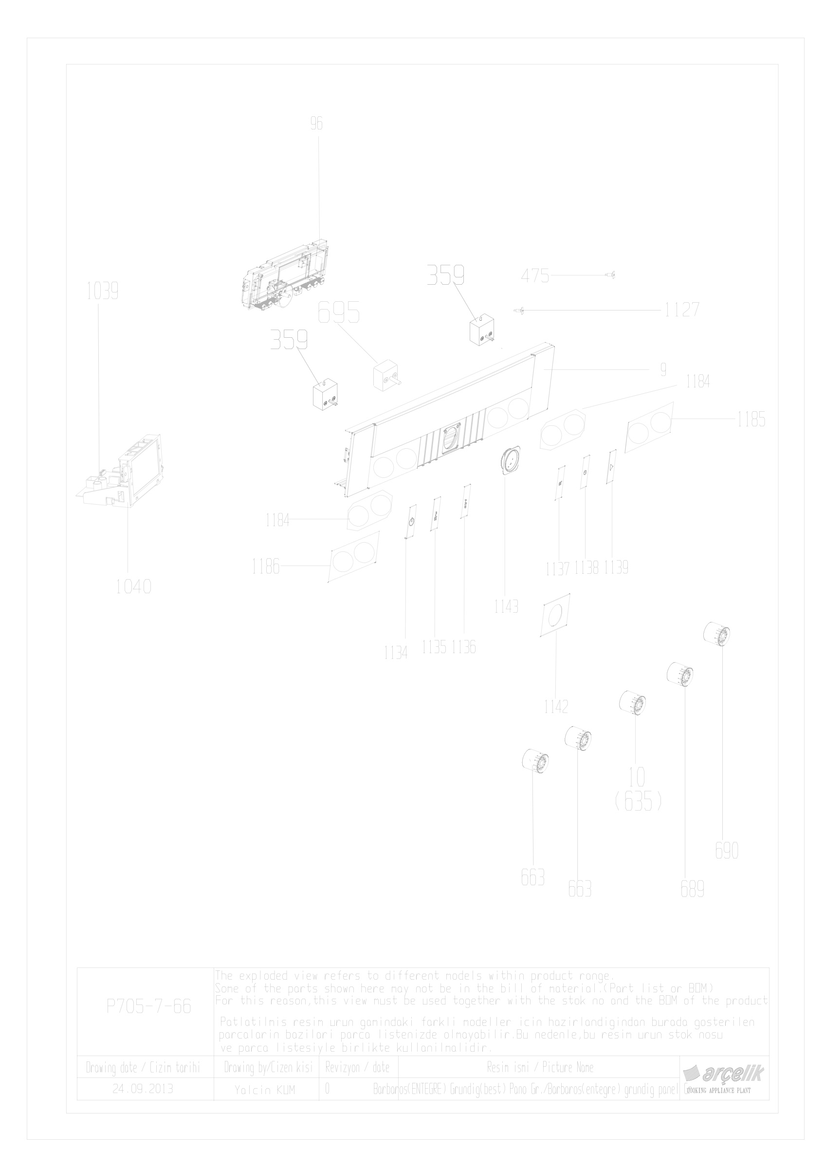 BARBAROS BI CONTROL PANEL GR EXPLODED VIEW