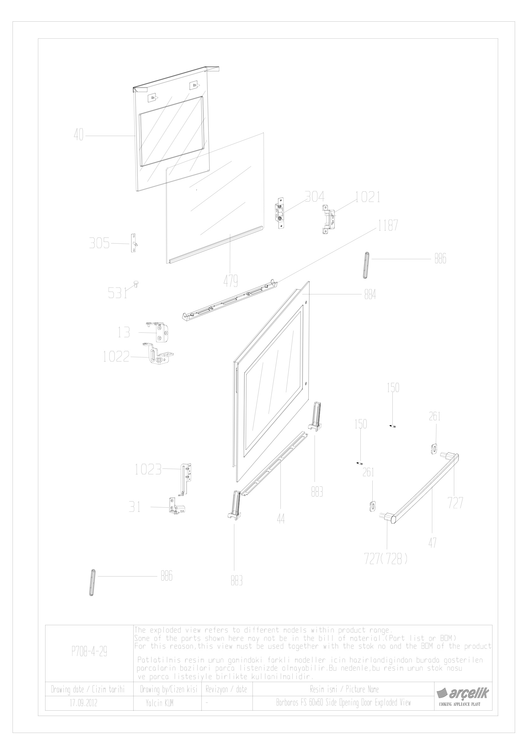 BARBAROS FS DOUBLE BOTTOM FRONT DOOR GR EXPLODED VIEW
