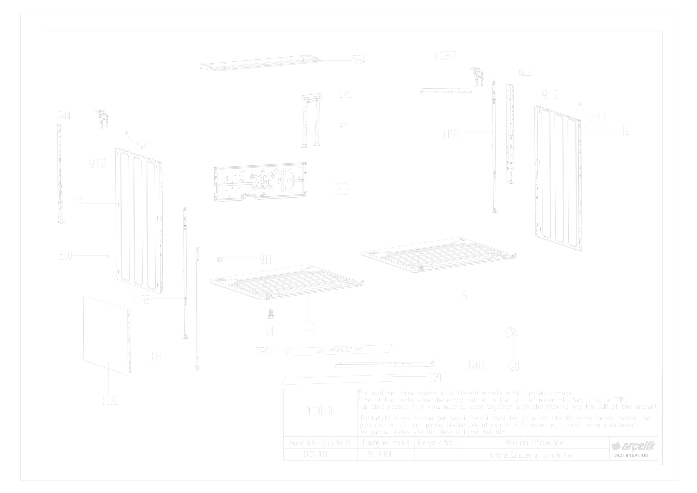 100CM BARBAROS FS STRUCTURE GR EXPLODED VIEW