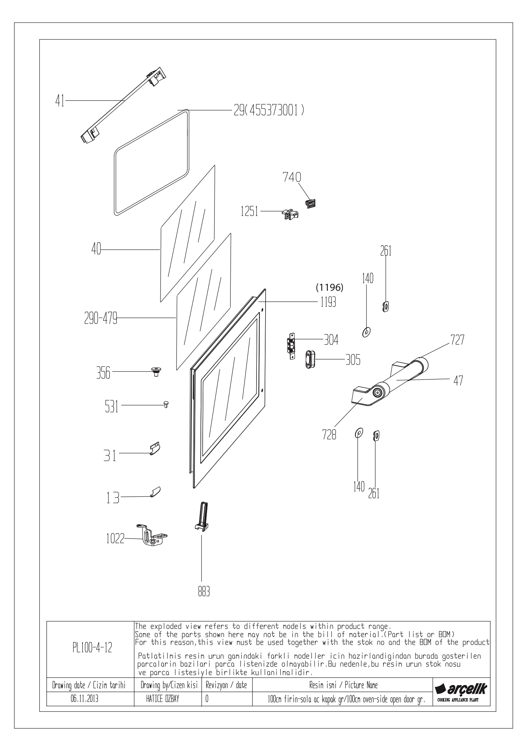 110CM LEFT BOTTOM FRONT DOOR