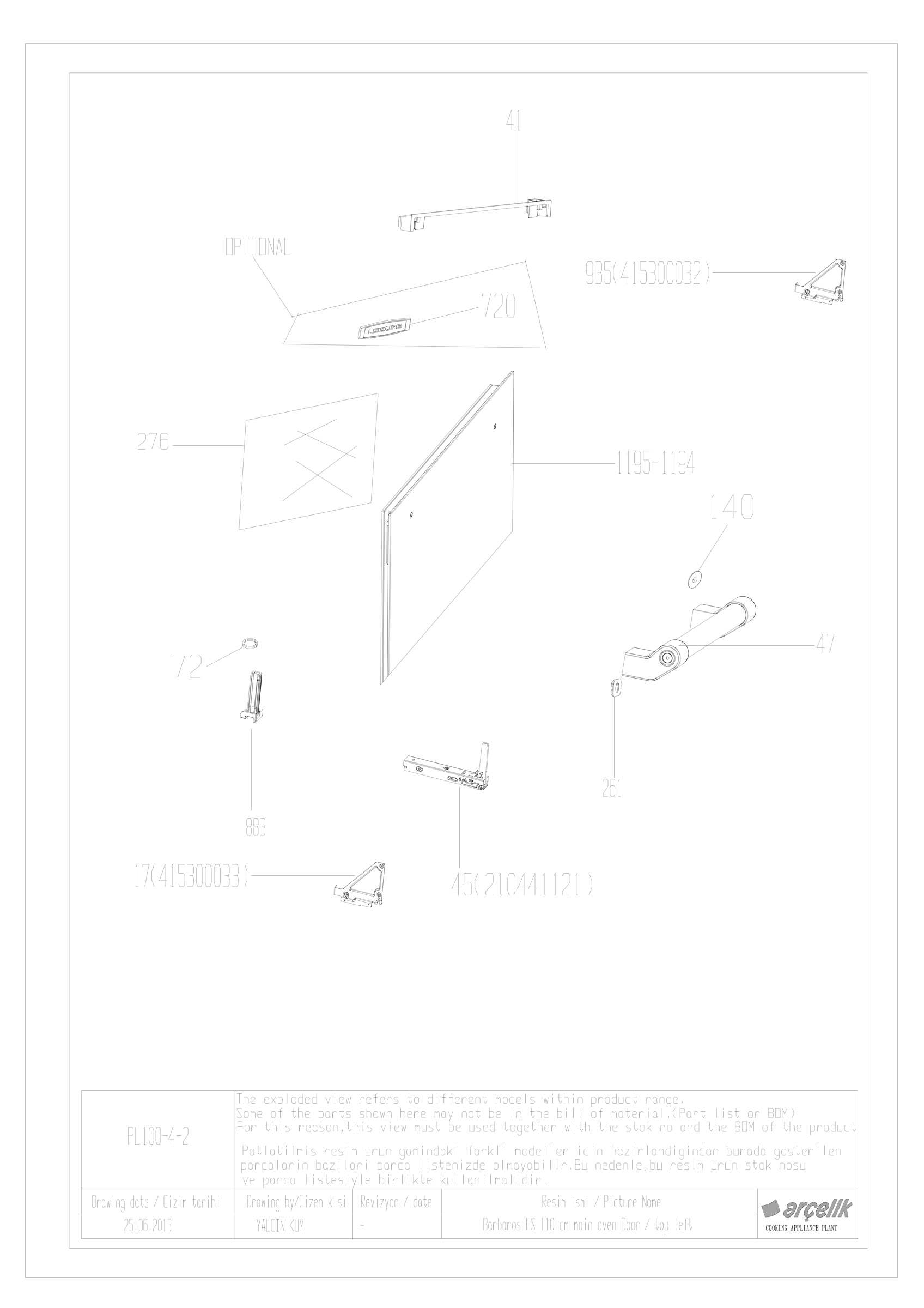 100CM BARBAROS FS LEFT TOP FRONT DOOR EXPLODED VIEW