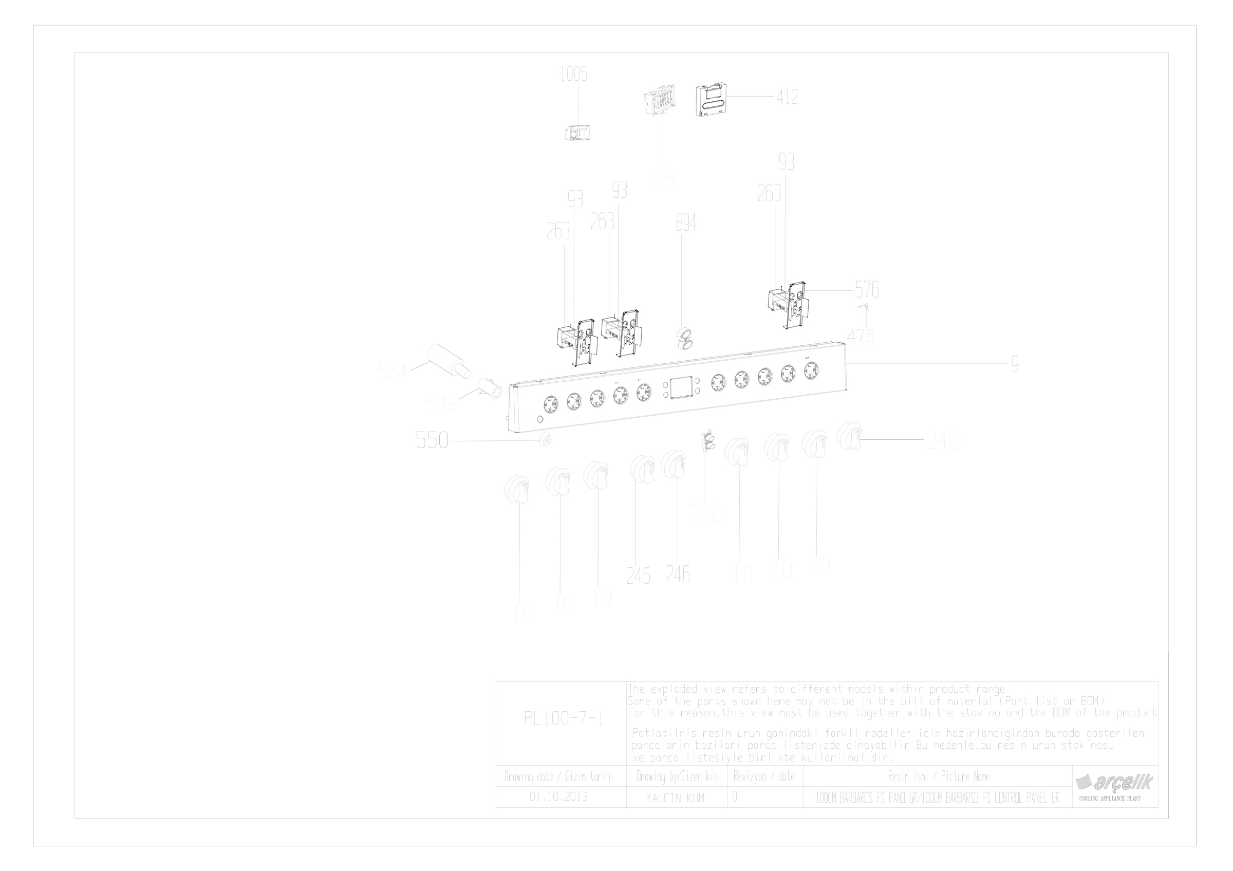 100CM BARBAROS FS CONTROL PANEL GR EXPLODED VIEW