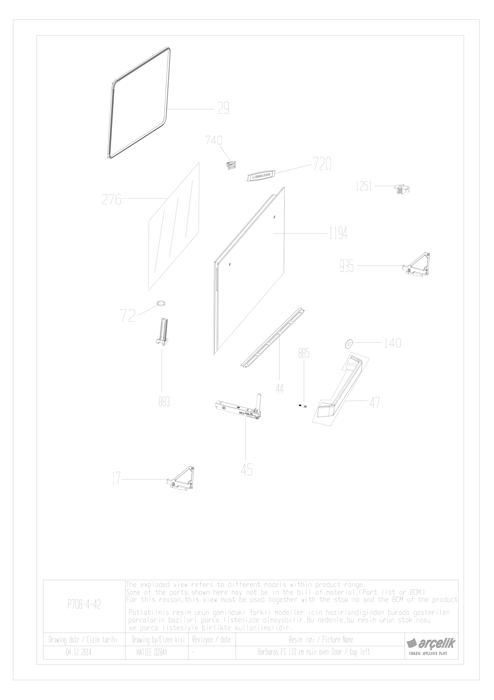 BARBAROS DOUBLE TOP OVEN DOOR GR.