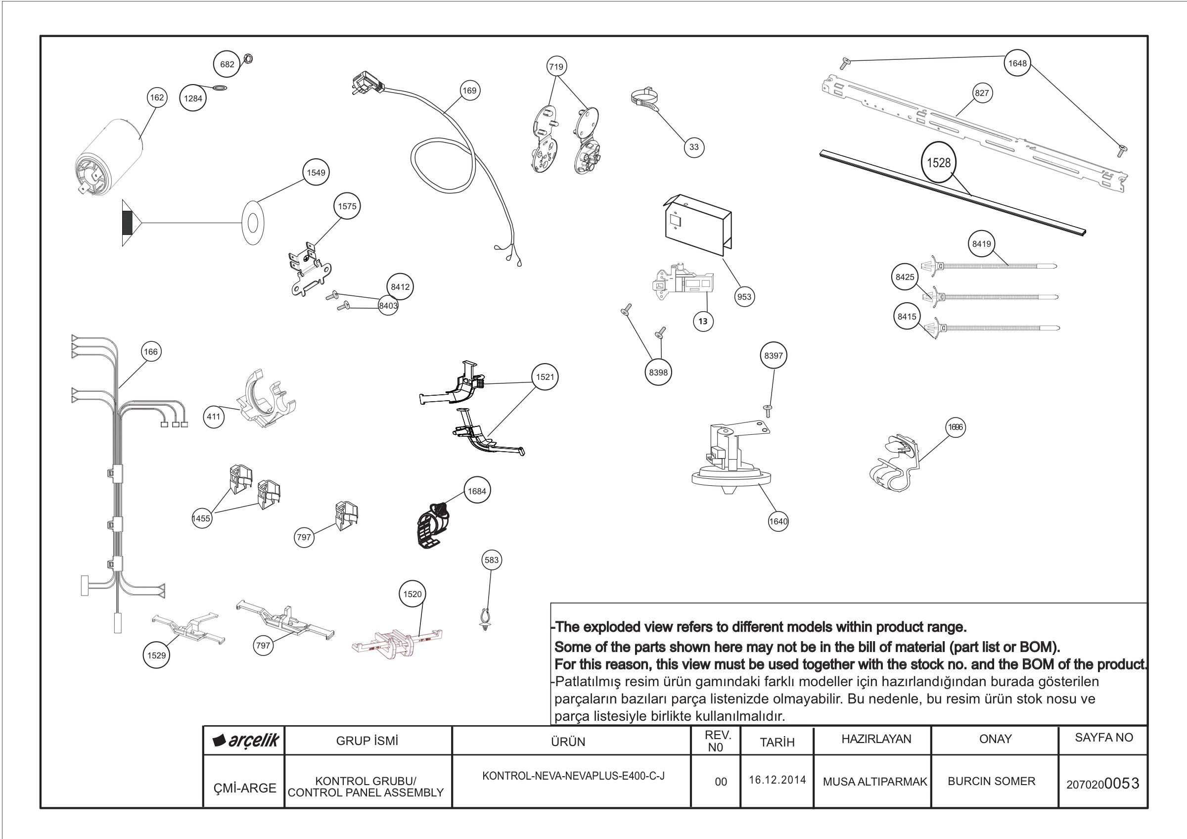 CONTROL PANEL ASSEMBLY NEVA-NEVAPLUS-E400-C-J-REV00