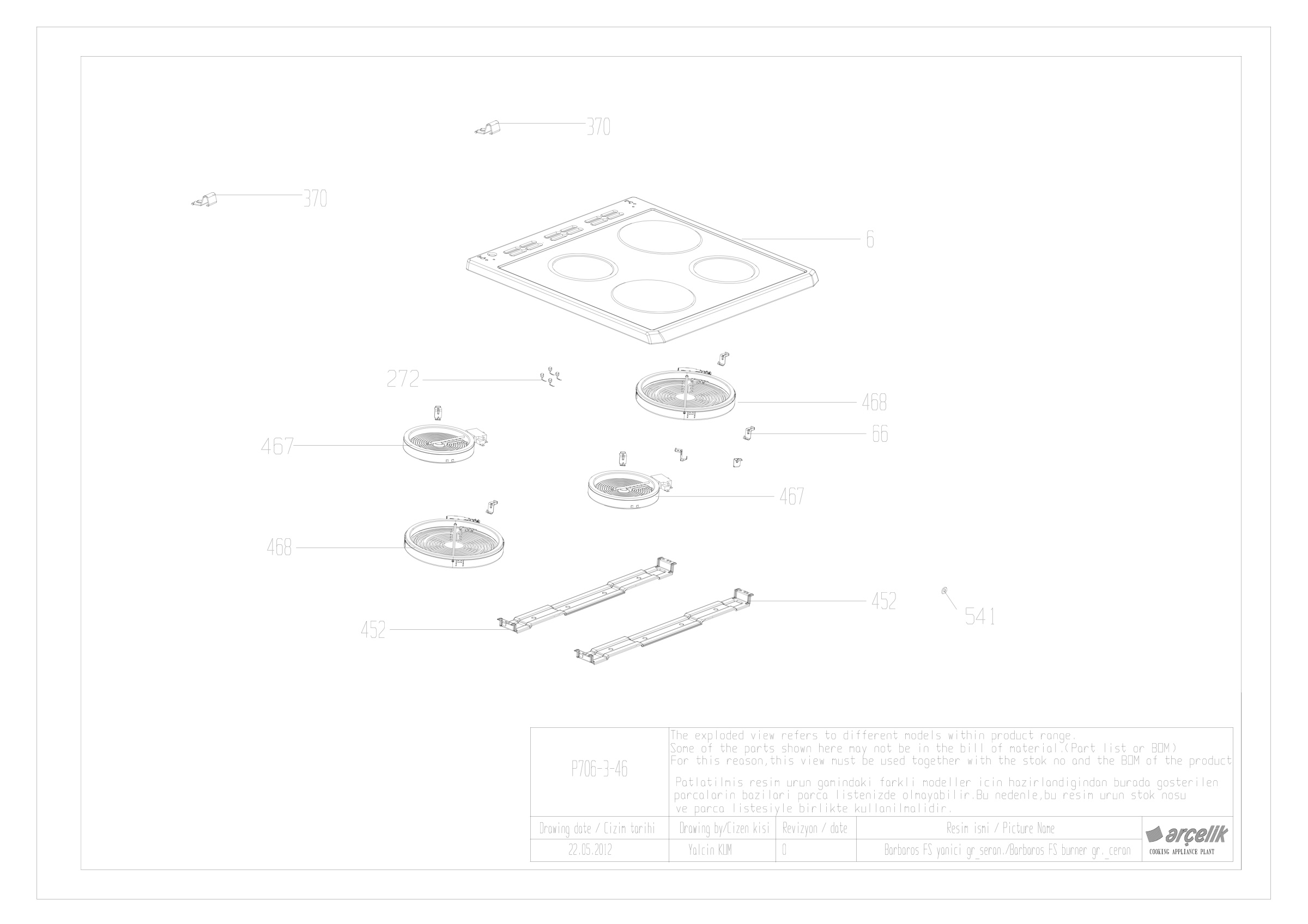 BARBAROS FS TOP BURNER GR EXPLODED VIEW