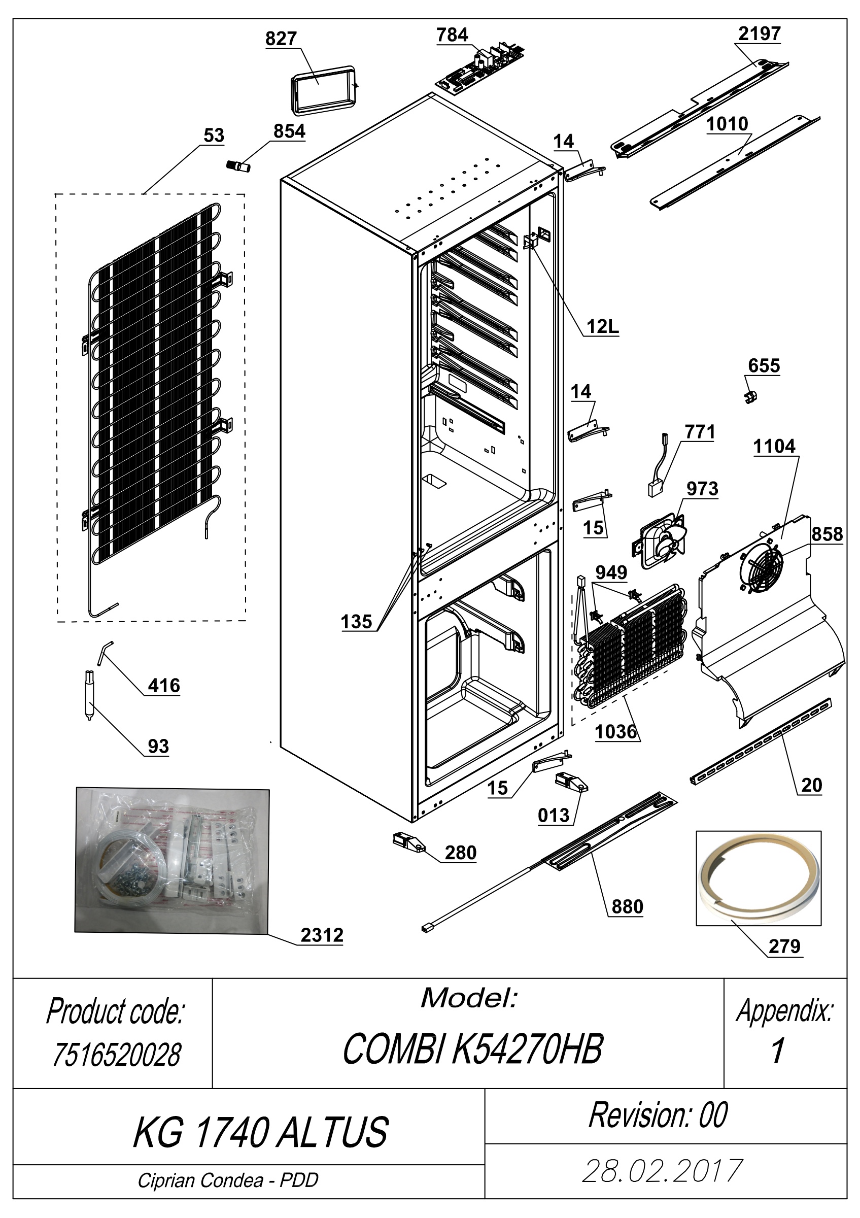 EXPLODED VIEW CABINET KG 1740 ALTUS