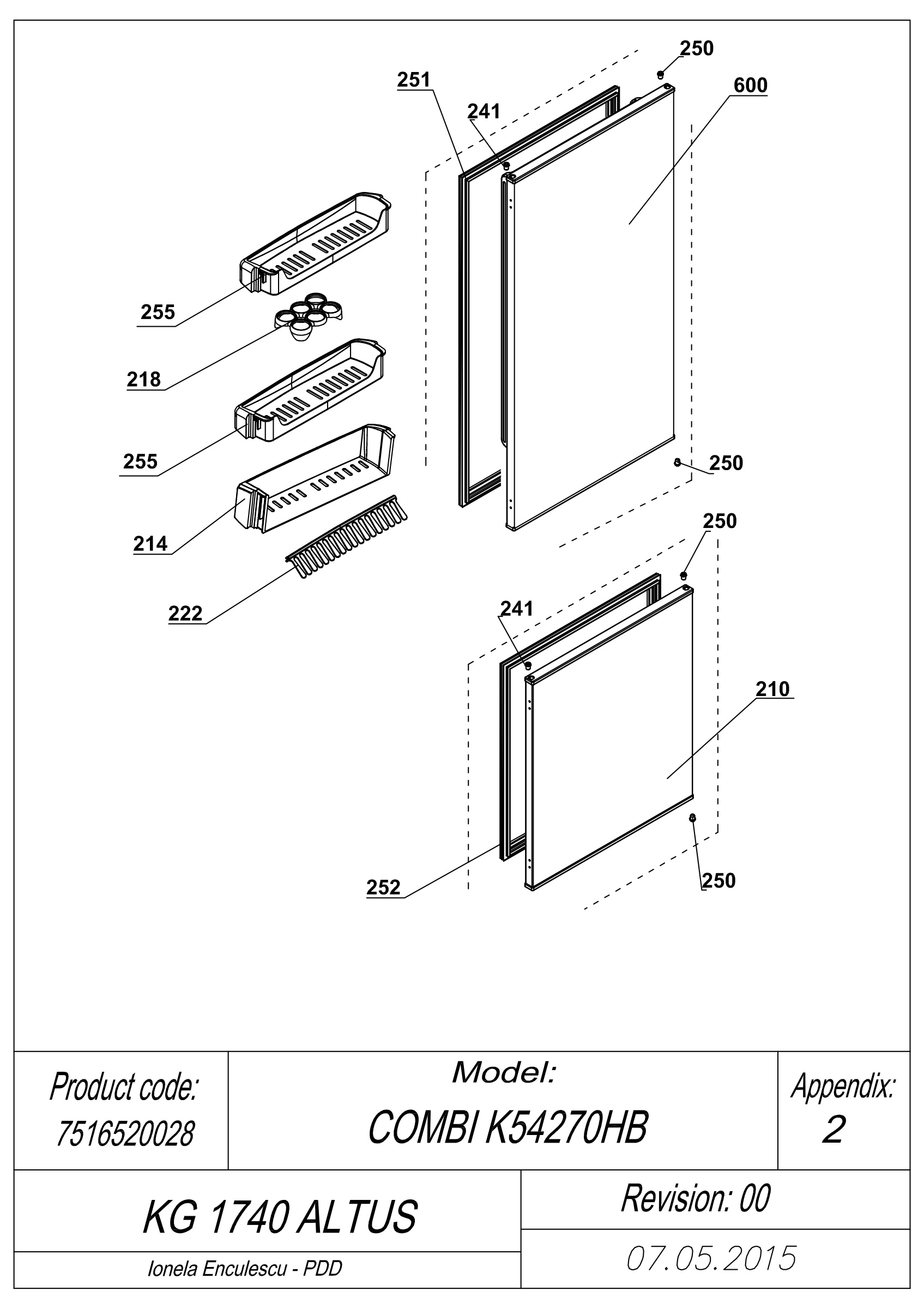 EXPLODED VIEW DOORS KG 1740 ALTUS