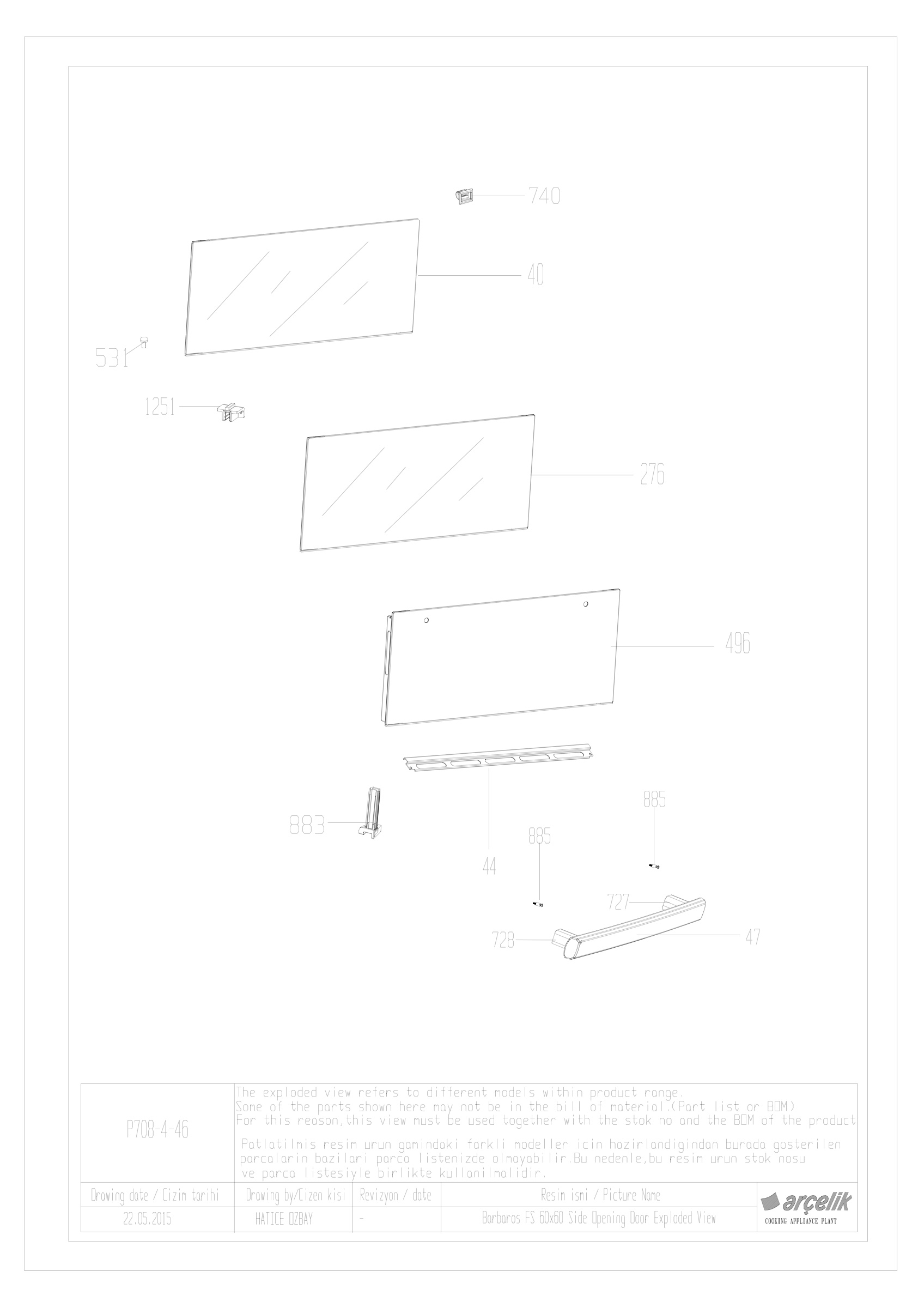 BARBAROS DOUBLE OVEN TOP DOOR GROUP