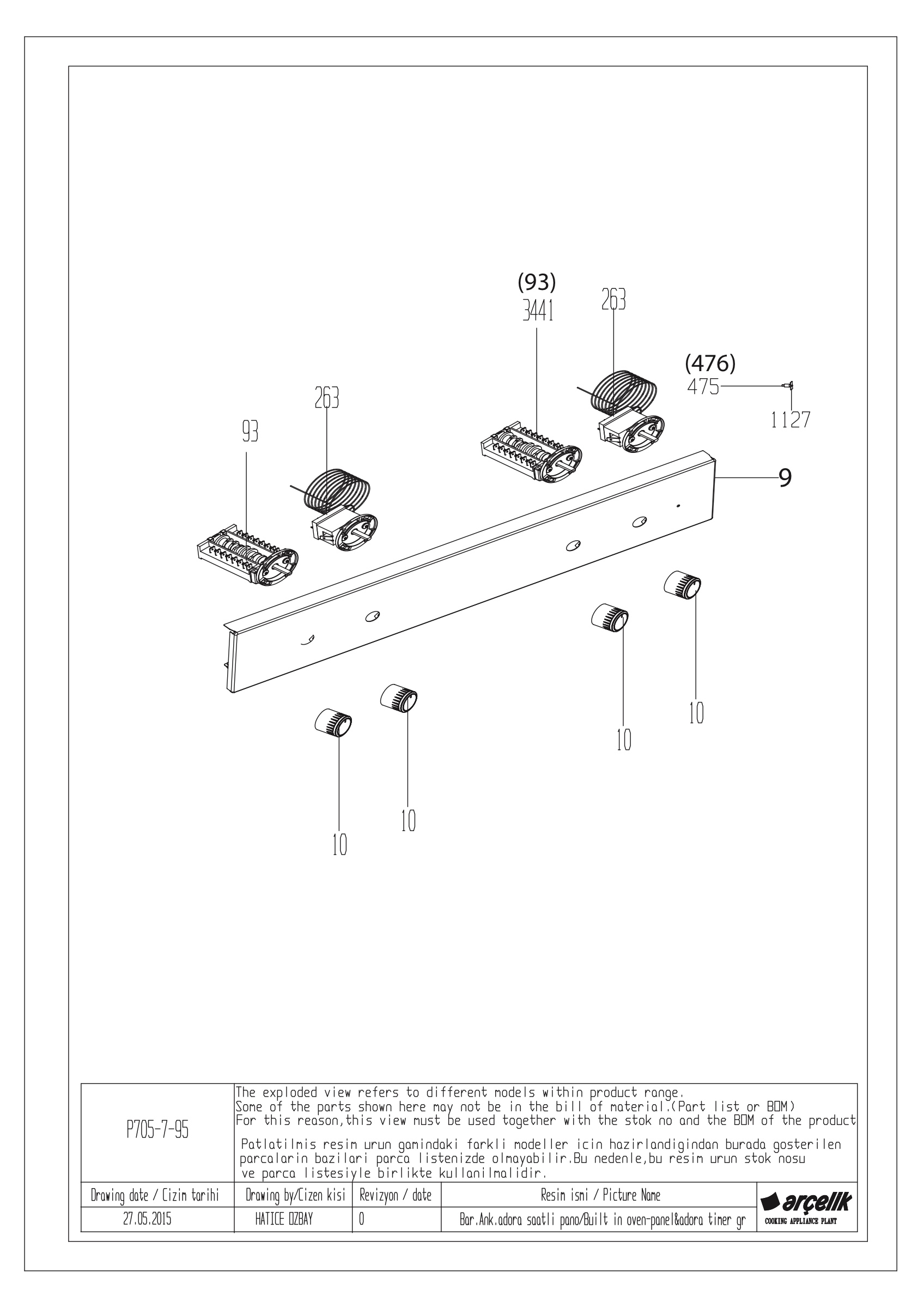 DOUBLE BUILT IN OVEN CONTROL PANEL GR.